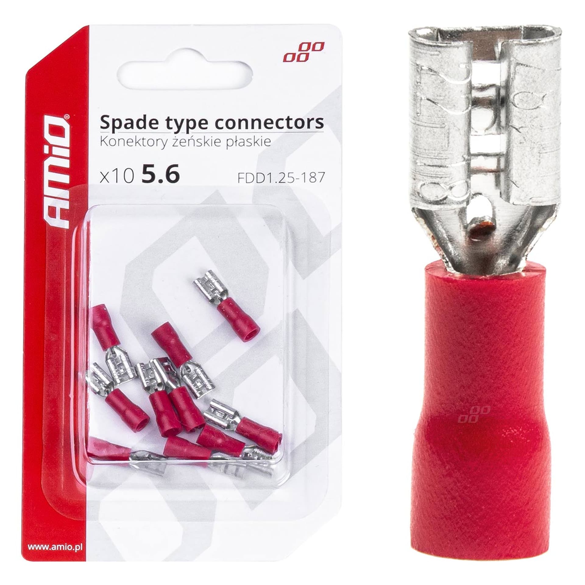 

Konektory izolowane żeńskie płaskie 5.6mm 0.5-1.5mm2 10a 10szt