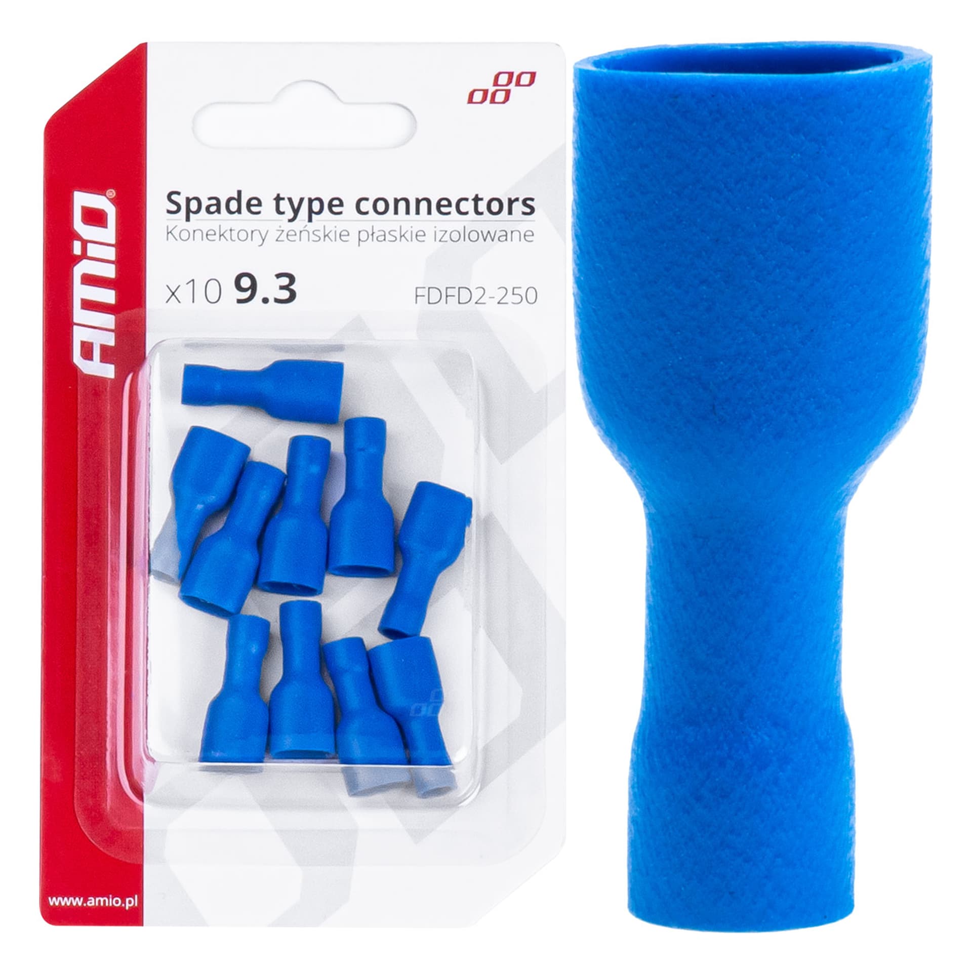 

Konektory izolowane żeńskie płaskie 9.3mm amio-03068