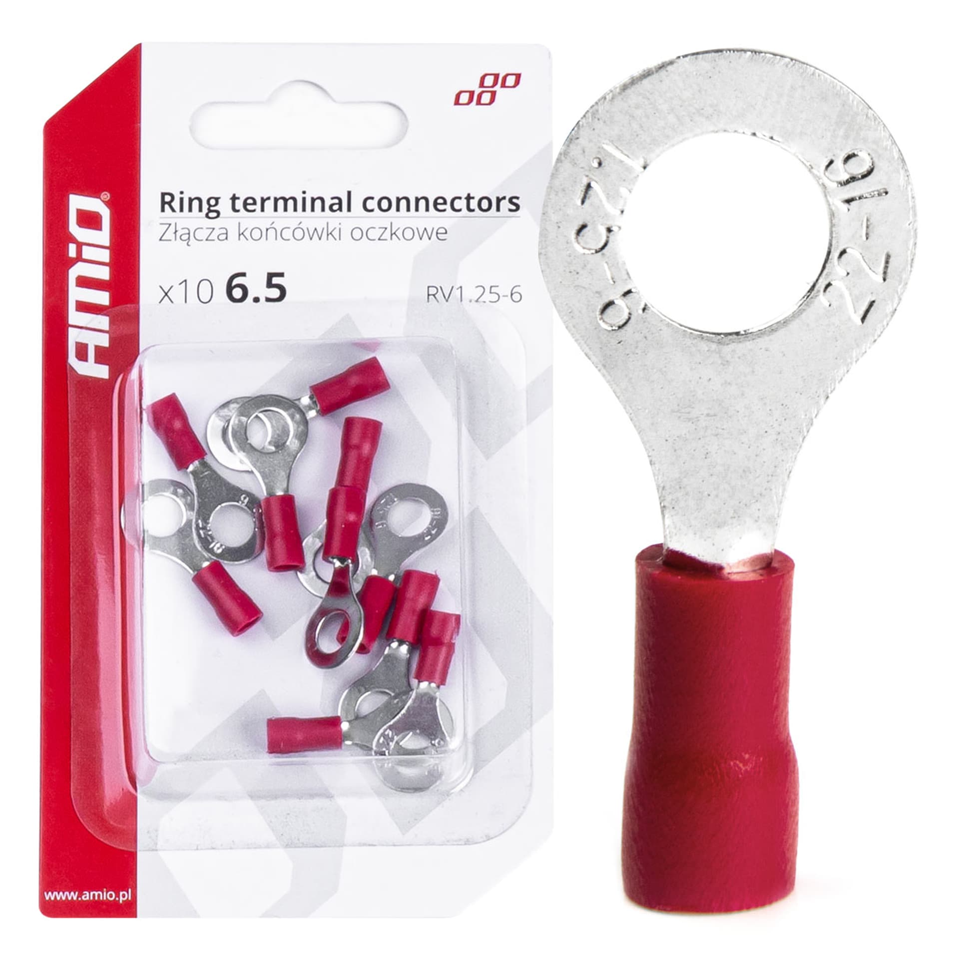 

Konektory końcówki złączki oczkowe 6.5mm 10szt amio-03078