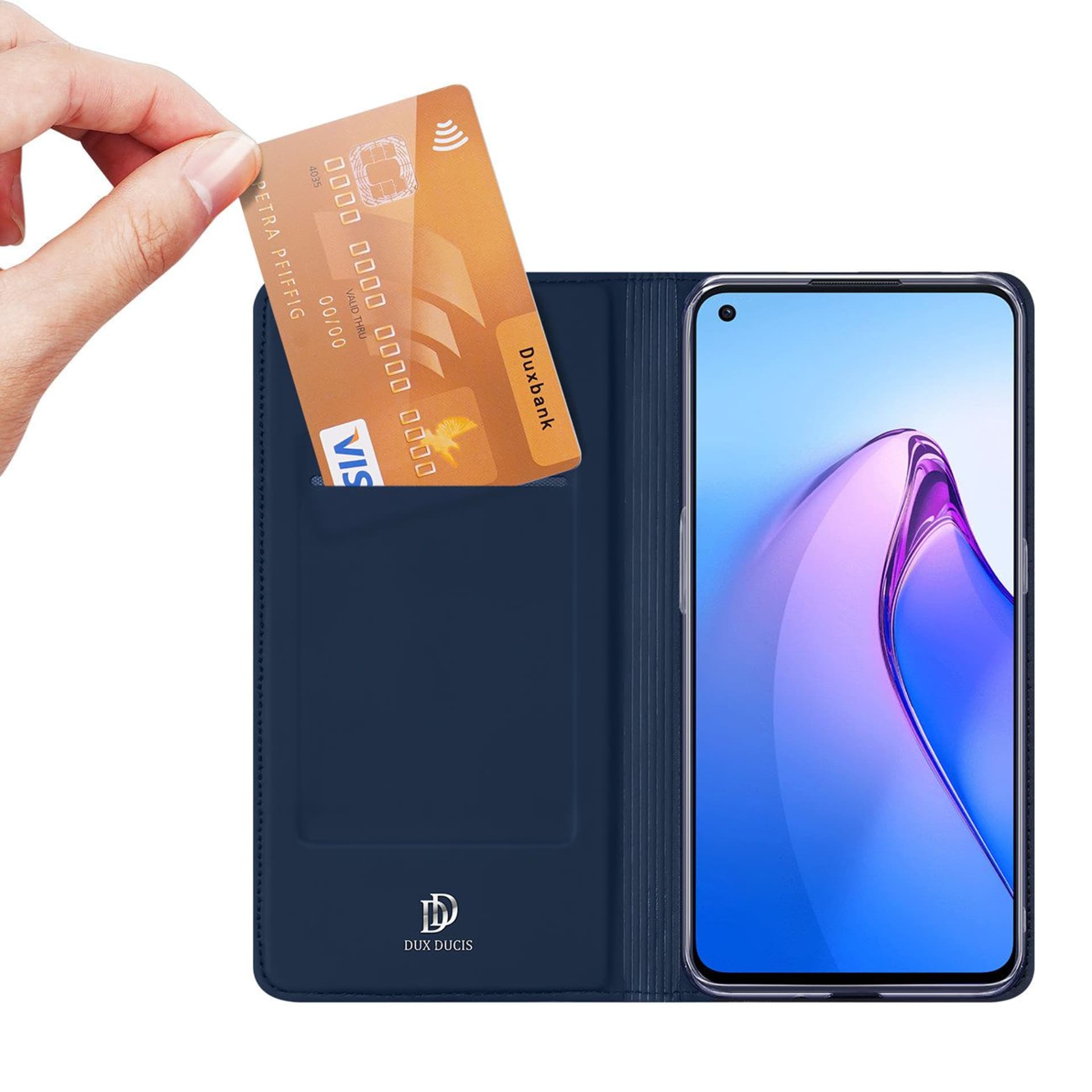 

Dux Ducis Skin Pro etui Oppo Reno 8 pokrowiec z klapką portfel na kartę podstawka niebieskie