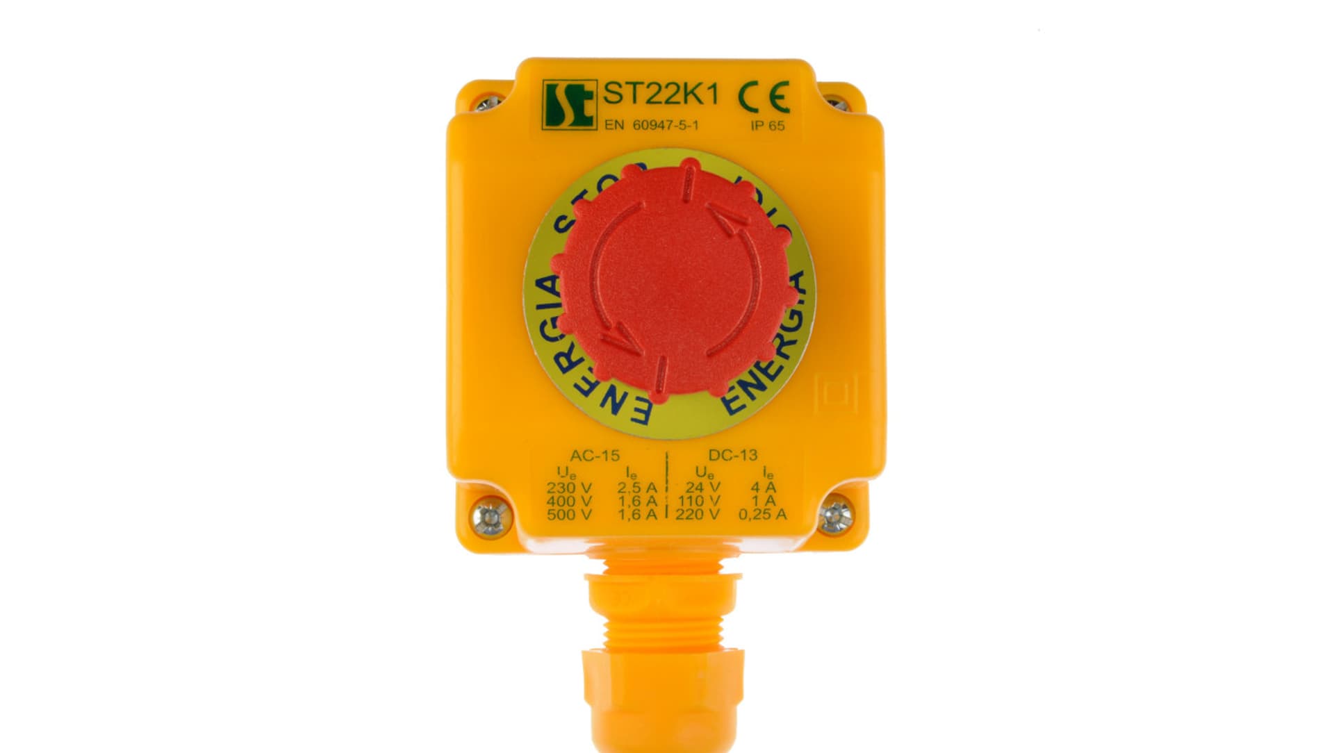 

Kaseta z przyciskiem bezpieczeństwa przez obrót 1Z 1R IP65 ST22K108-1