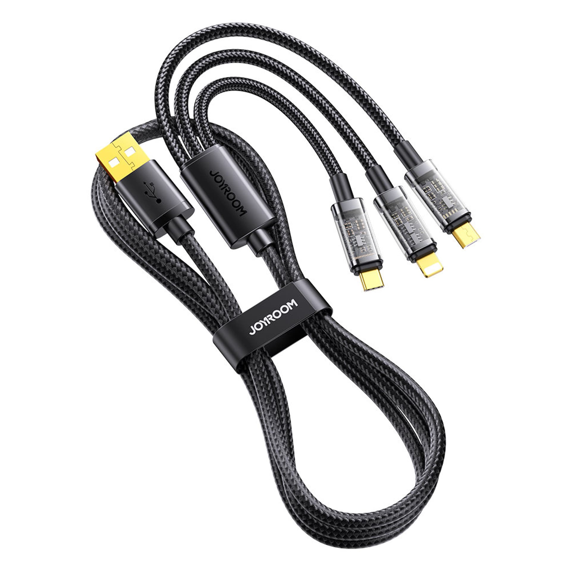 

Joyroom 3w1 kabel USB - USB Typ C / Lightning / micro USB 3,5 A 1,2m czarny (S-1T3015A5)