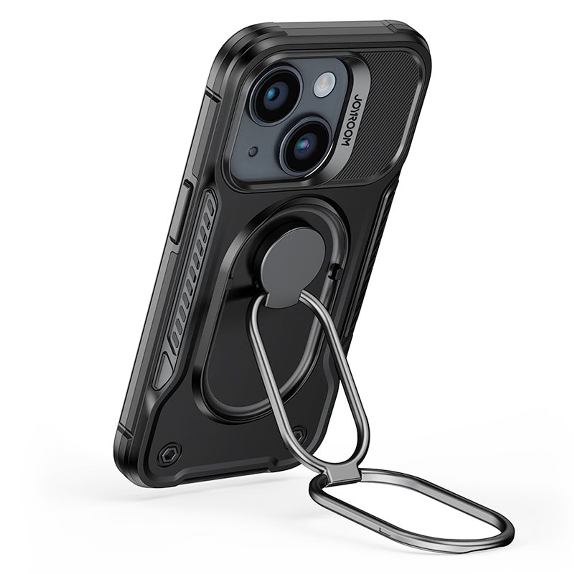 

Joyroom Dual Hinge etui iPhone 14 pancerny pokrowiec z podstawką uchwytem ring holder czarne