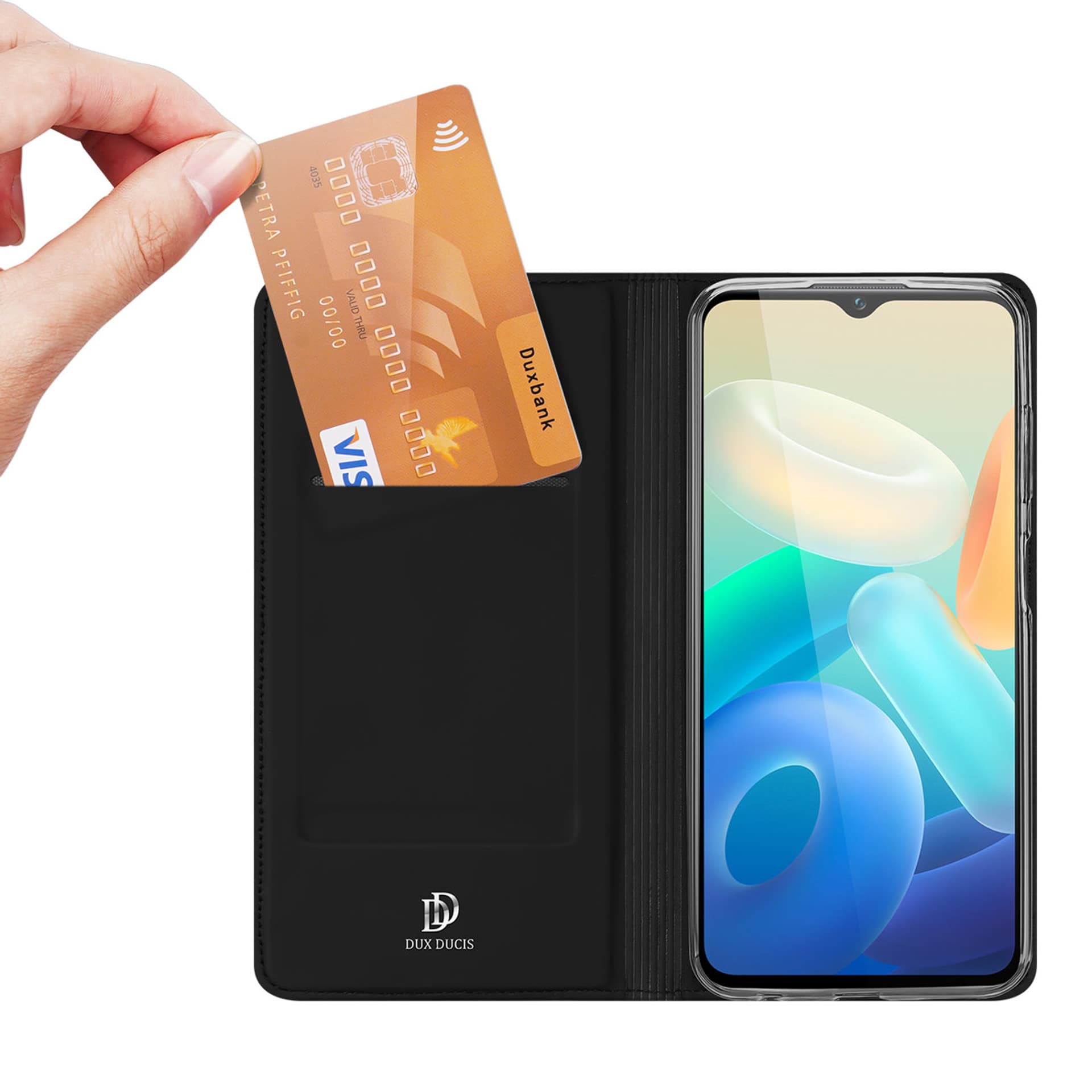 

Dux Ducis Skin Pro etui Vivo Y16 / Y02s portfel kabura pokrowiec z klapką czarny