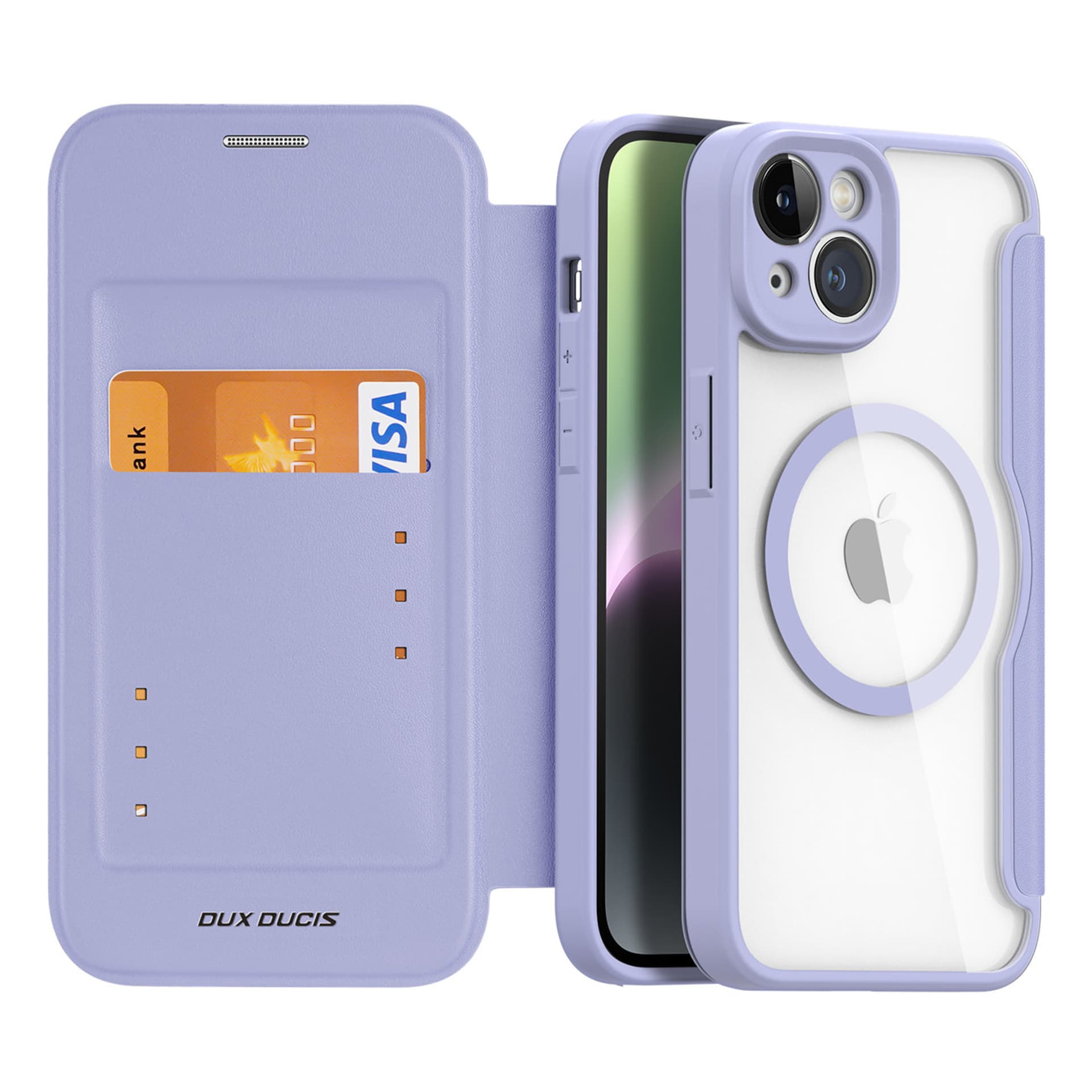 

Dux Ducis Skin X Pro etui iPhone 14 magnetyczny pokrowiec MagSafe z klapką fioletowy
