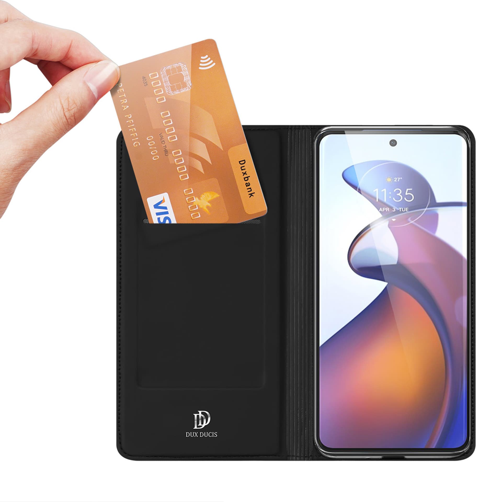 

Dux Ducis Skin Pro etui Motorola Edge 30 Ultra pokrowiec z klapką portfel na kartę podstawka czarne
