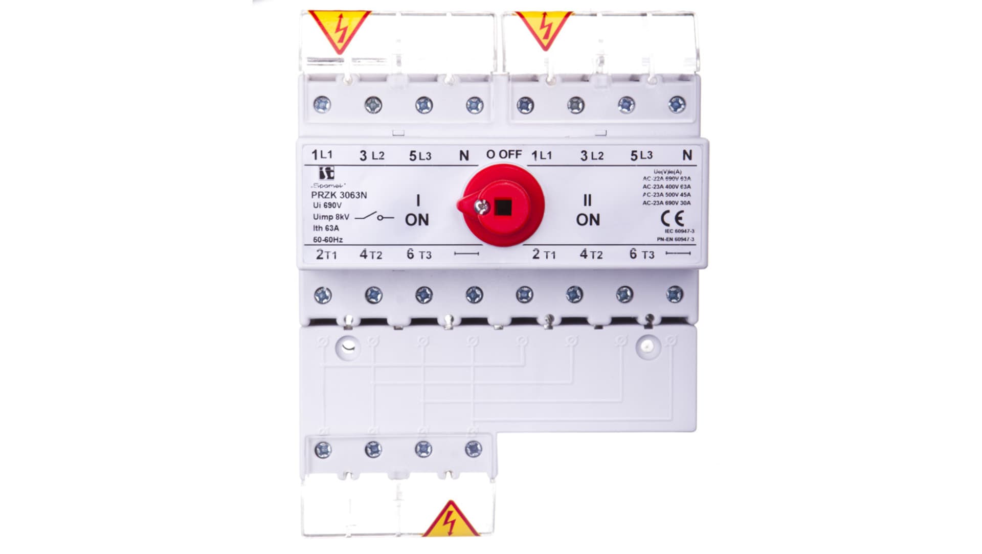 

Przełącznik sieć-agregat 63A 3P+N (biegun N nierozłączalny) PRZK-3063NW01, Biegun n nierozłączalny) przk-3063nw0