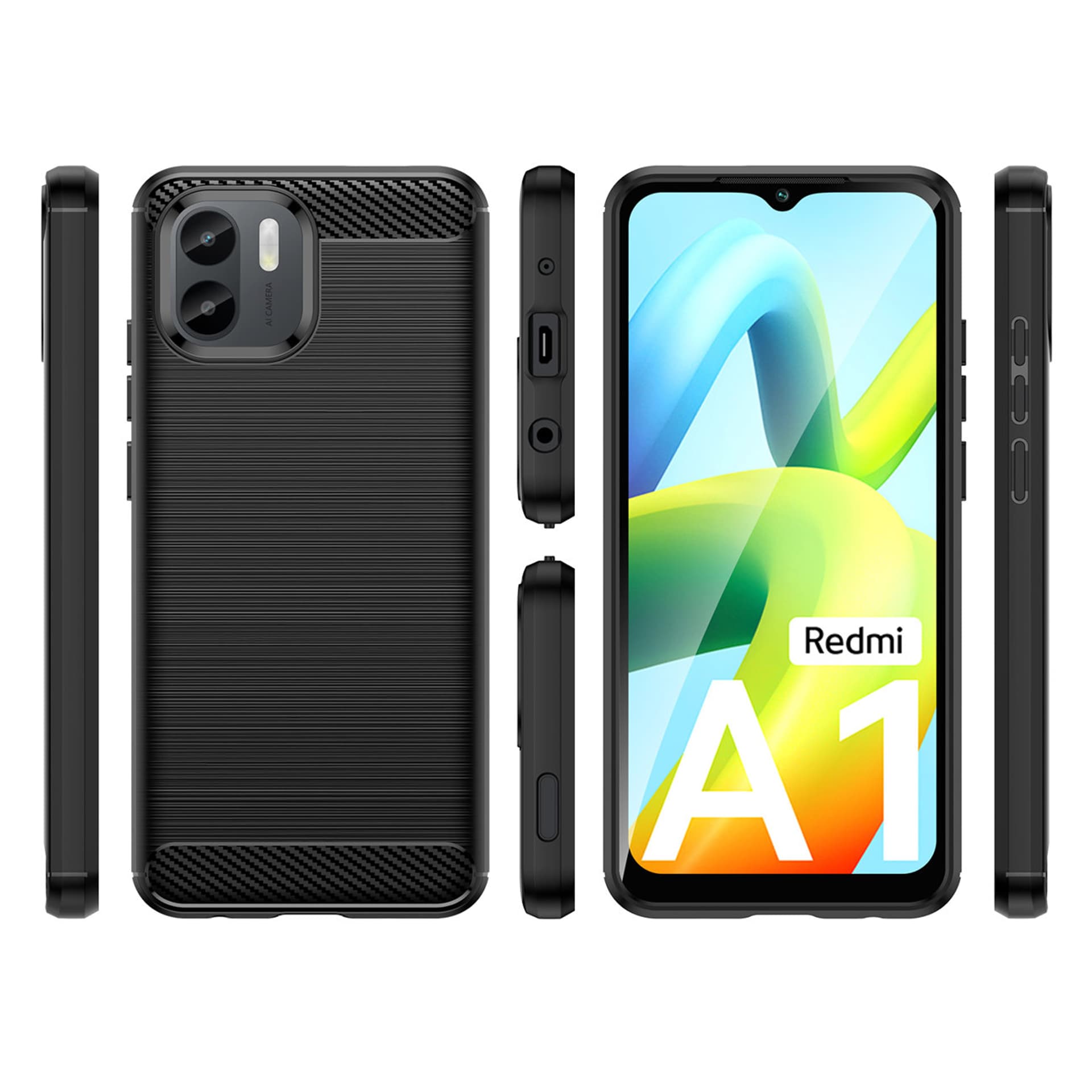 

Carbon Case etui Xiaomi Redmi A1 elastyczny silikonowy karbonowy pokrowiec czarne