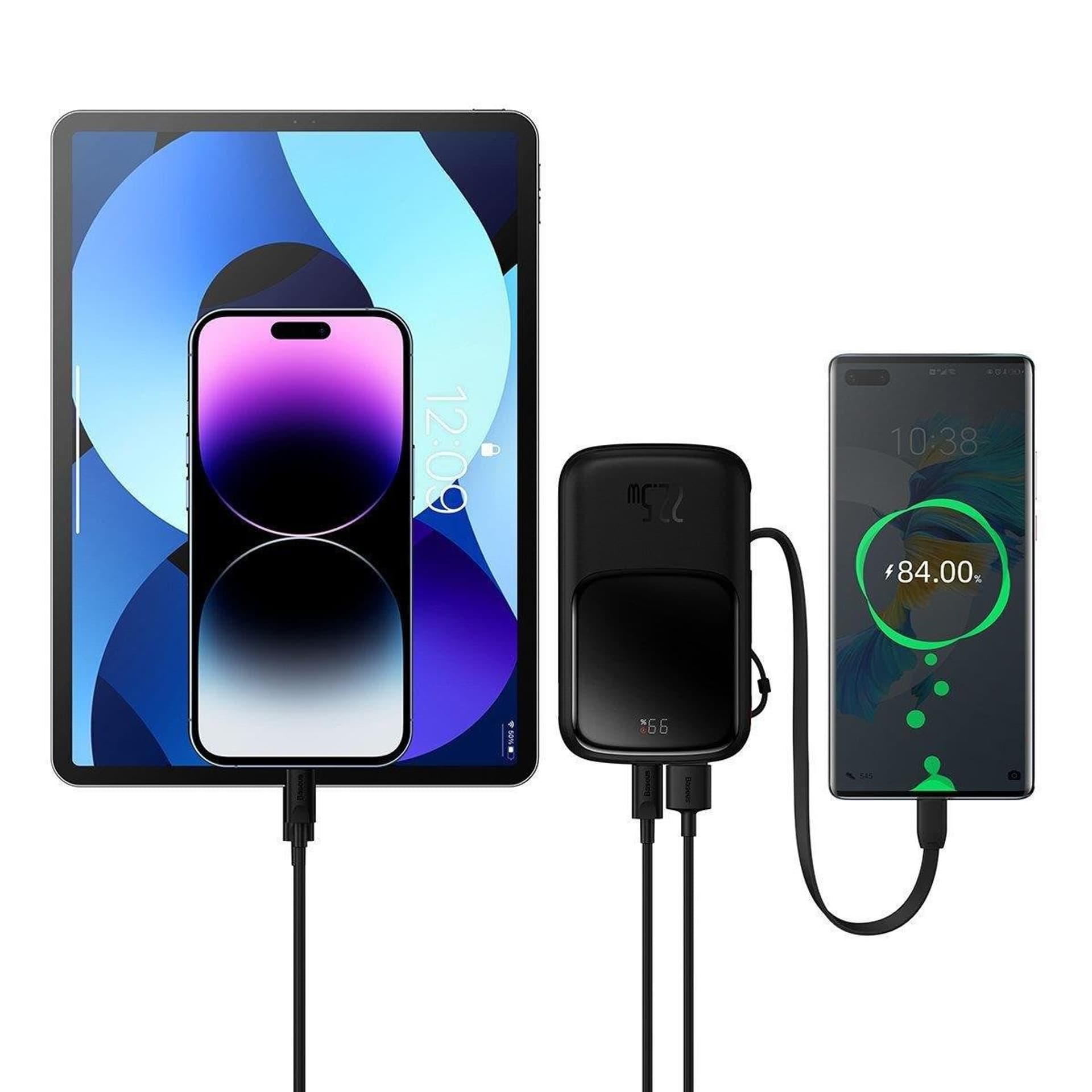 

Baseus Qpow Digital Display powerbank z szybkim ładowaniem 10000mAh 22,5W QC/PD/SCP/FCP z wbudowanym kablem USB-C czarny
