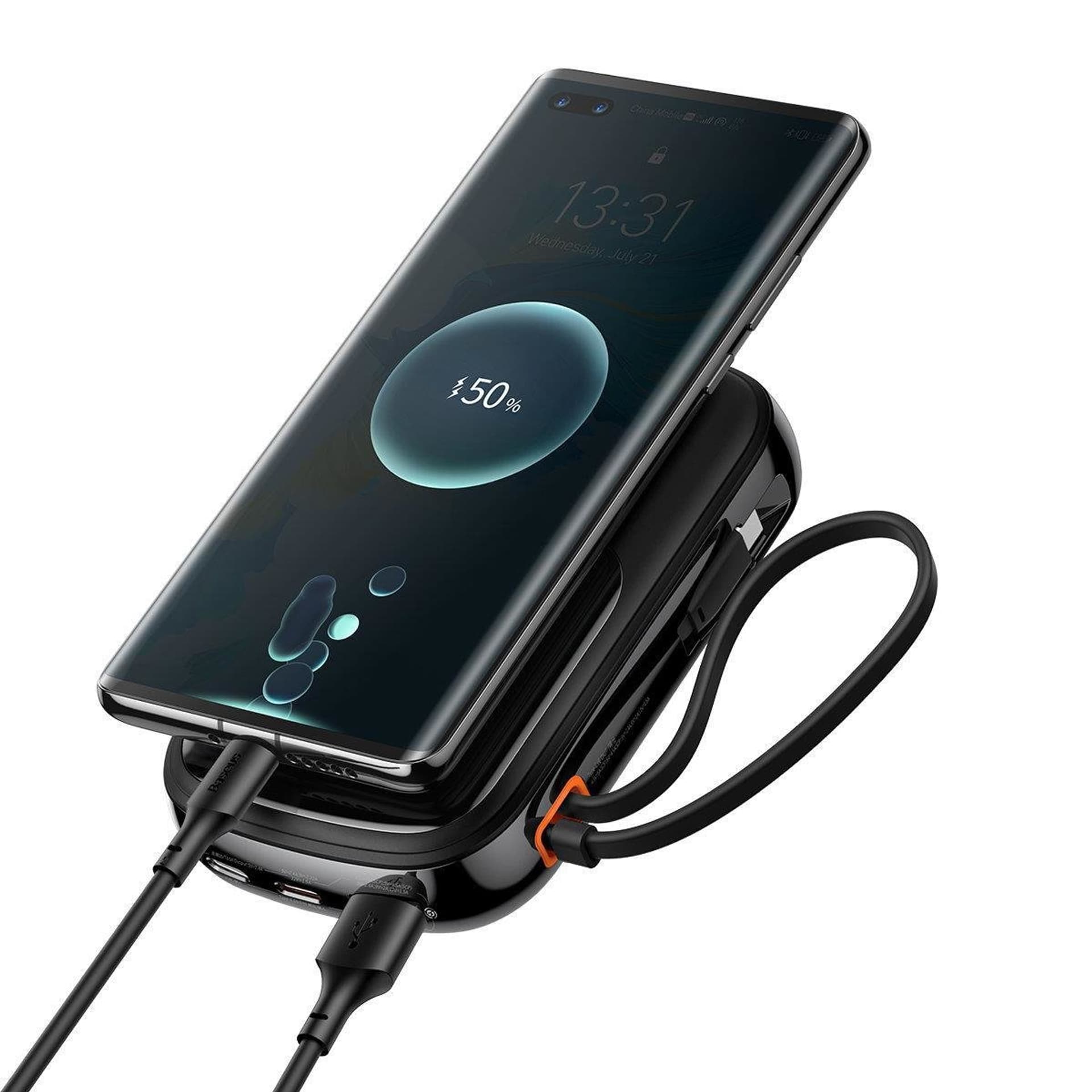 

Baseus Qpow Digital Display powerbank z szybkim ładowaniem 20000mAh 22,5W QC/PD/SCP/FCP z wbudowanym kablem USB-C czarny