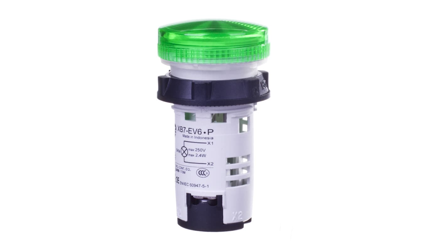 

Lampka sygnalizacyjna 22mm zielona 230V AC/DC XB7EV63P (bez żarówki)