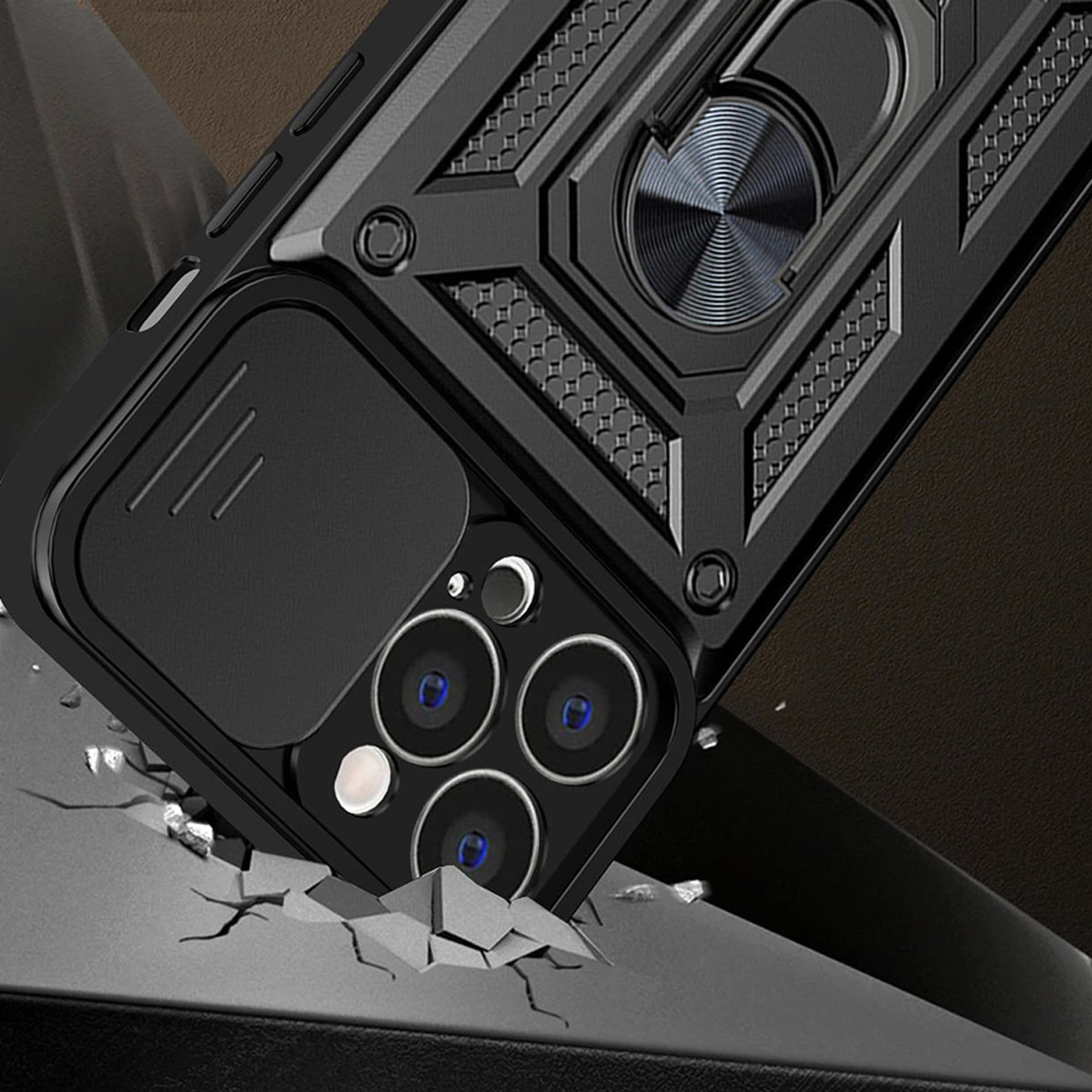 

Hybrid Armor Camshield etui Vivo X80 Lite / Vivo V25 pancerny pokrowiec z osłoną na aparat czarne
