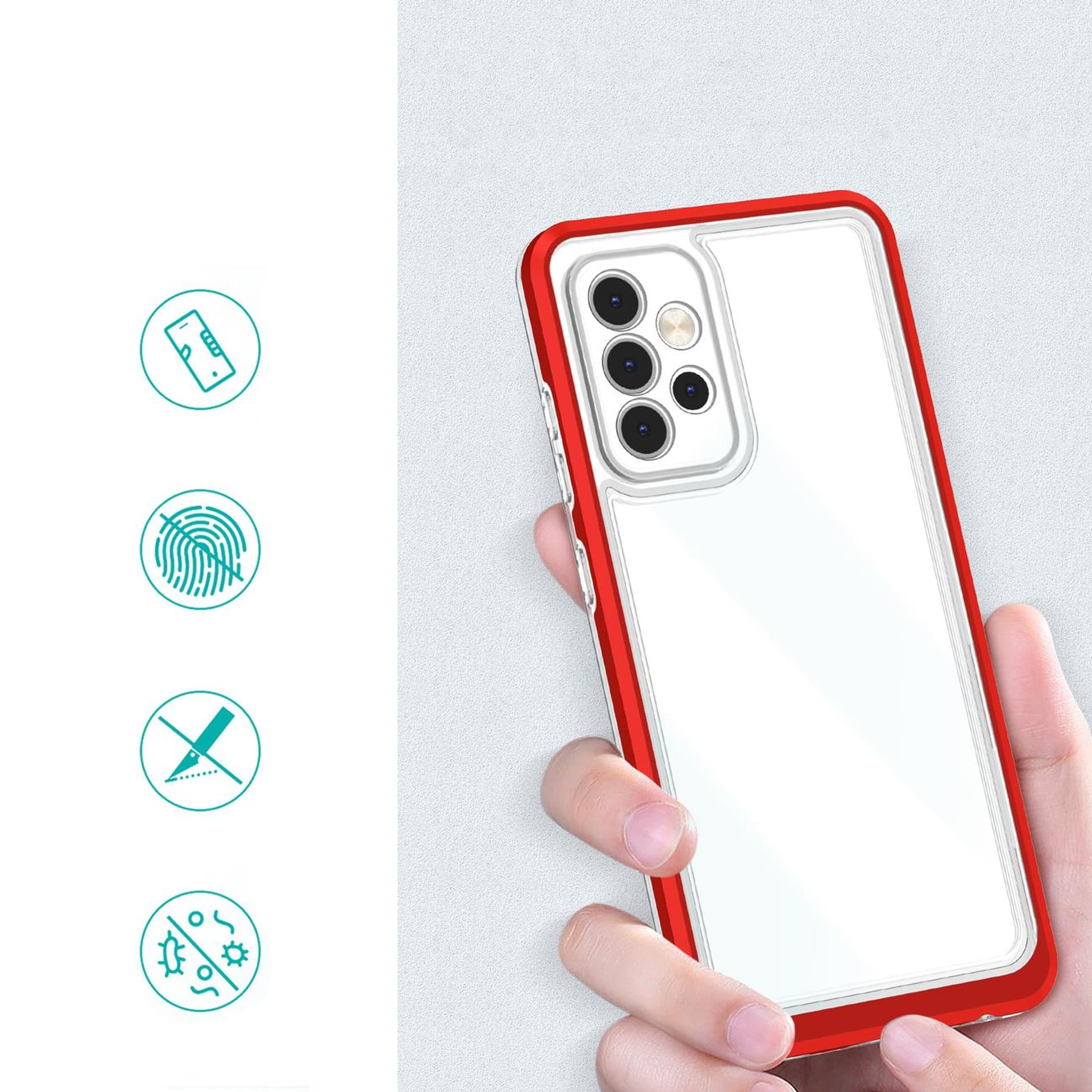 

Clear 3in1 etui do Samsung Galaxy A14 silikonowy pokrowiec z ramką czerwone