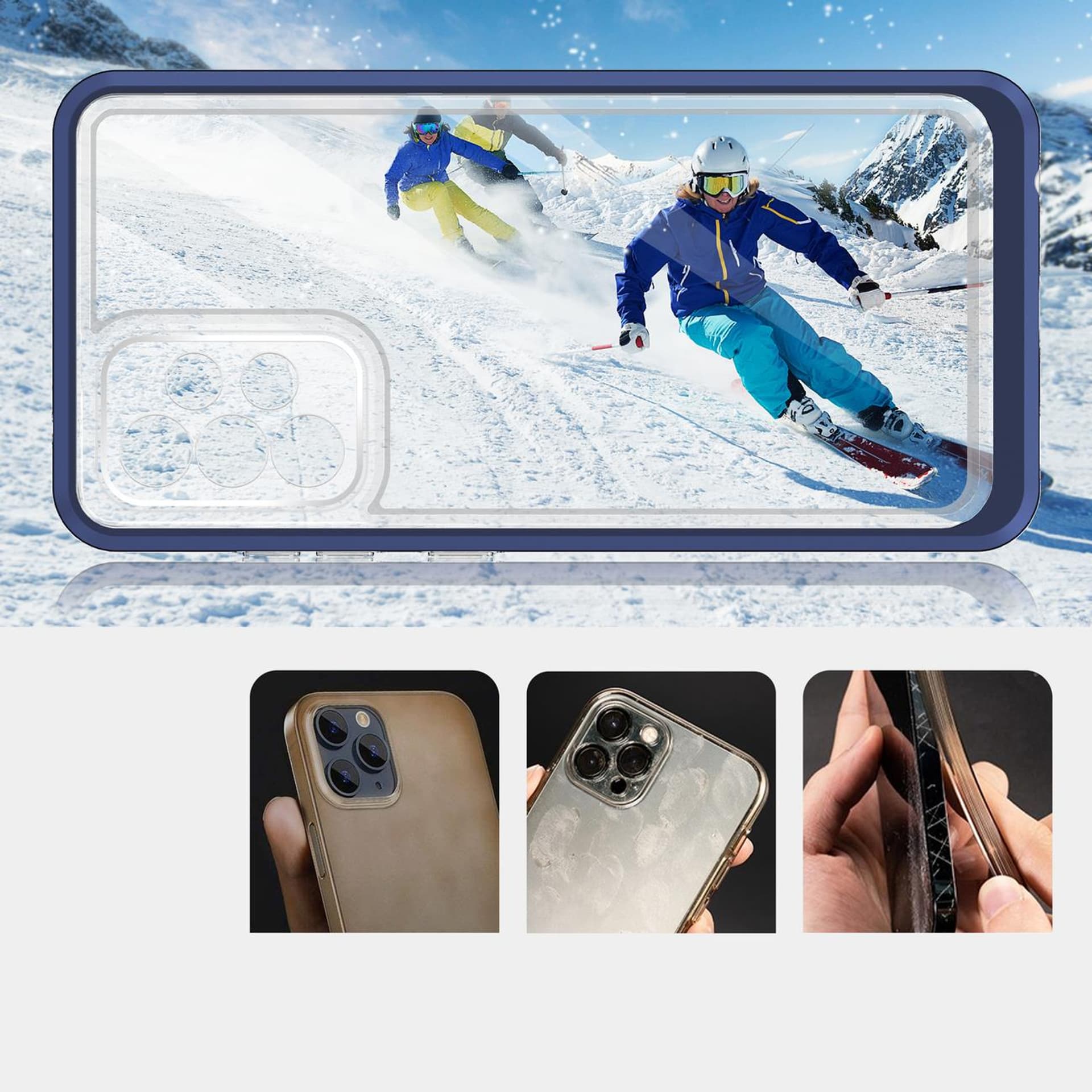 

Clear 3in1 etui do Samsung Galaxy A14 silikonowy pokrowiec z ramką niebieskie