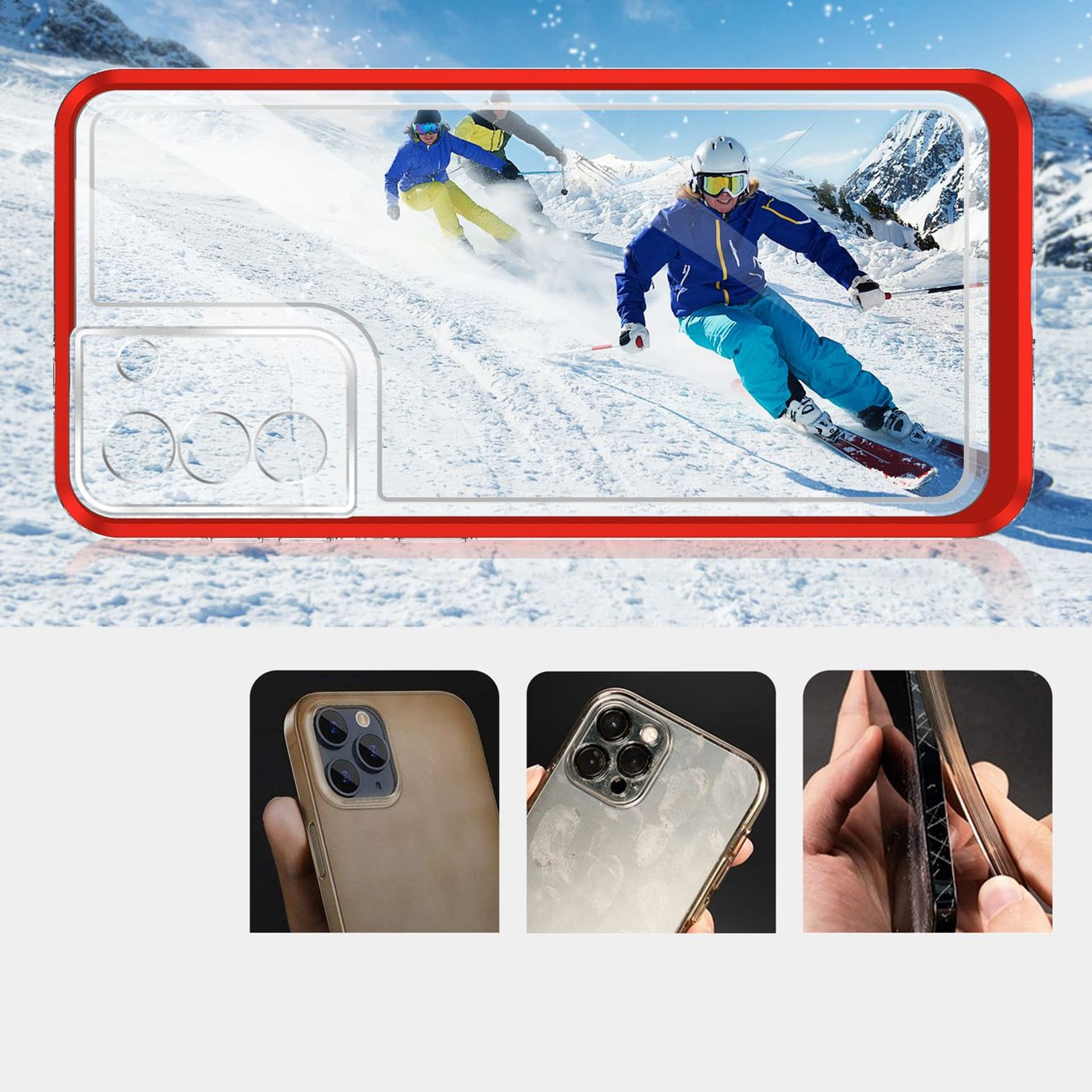 

Clear 3in1 etui do Samsung Galaxy S23 silikonowy pokrowiec z ramką czerwone