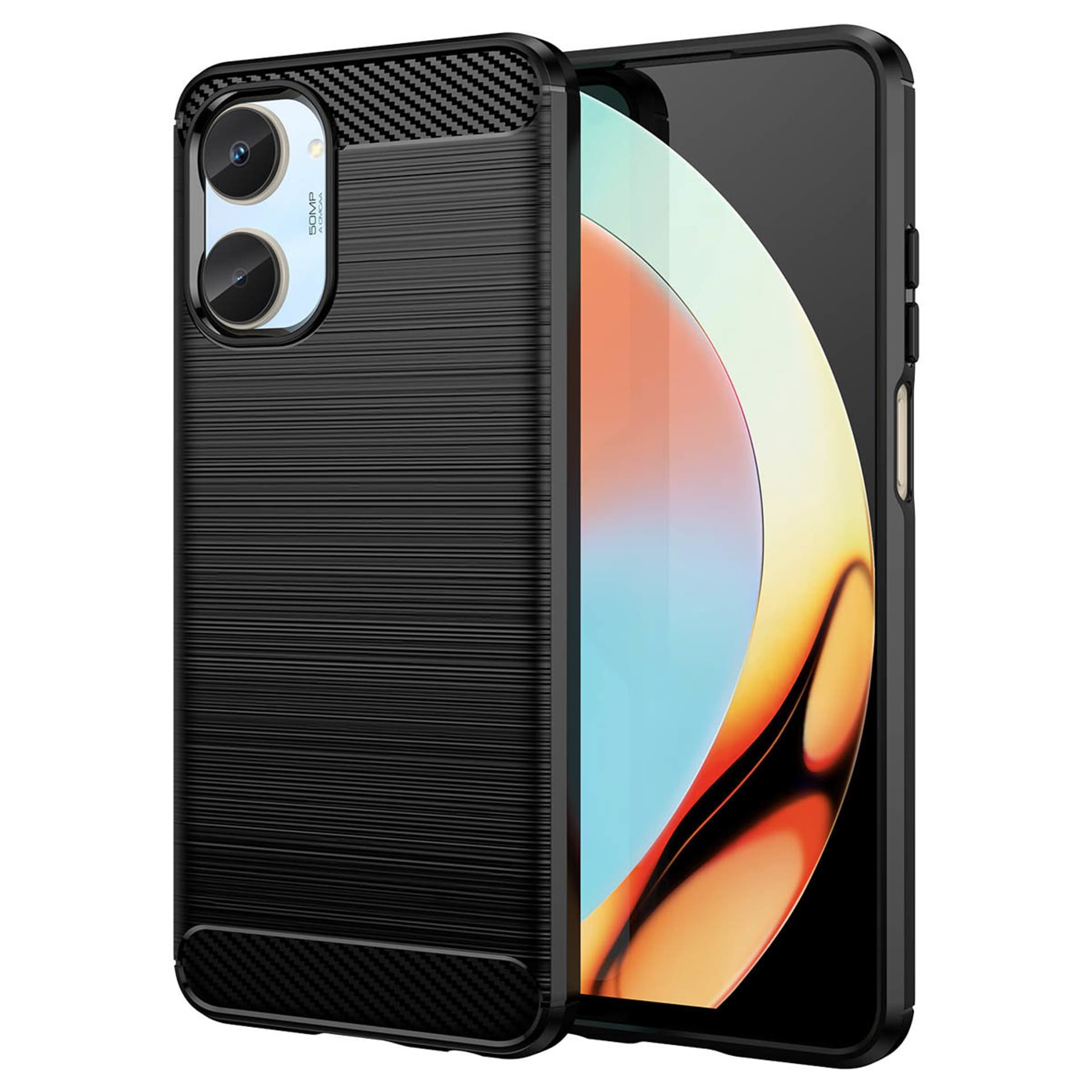 

Carbon Case etui do Realme 10 elastyczny silikonowy karbonowy pokrowiec czarne