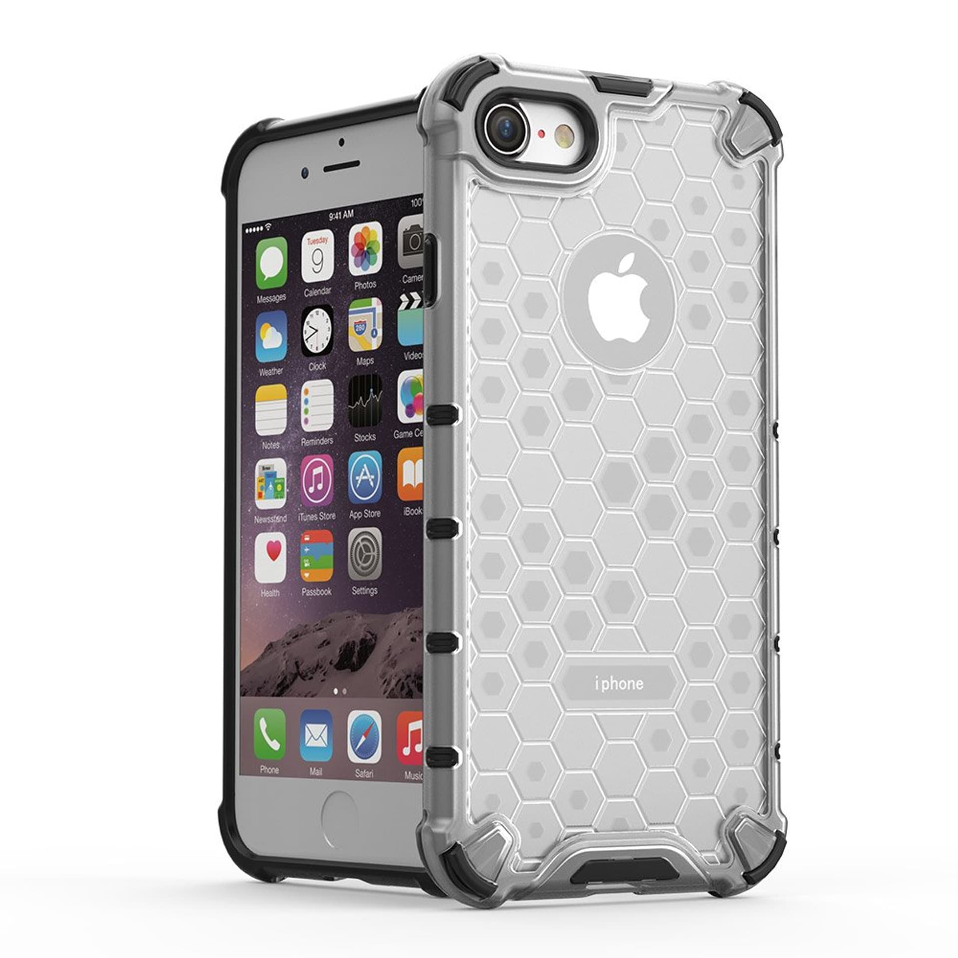 

Honeycomb etui pancerny pokrowiec z żelową ramką iPhone 8 / iPhone 7 przezroczysty