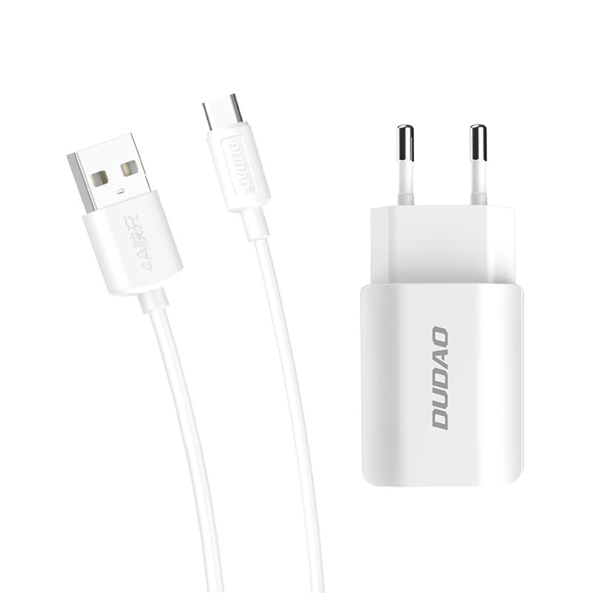 

Dudao ładowarka sieciowa EU 2x USB 5V/2.4A + kabel USB Typ C biały (A2EU + Type-c white)