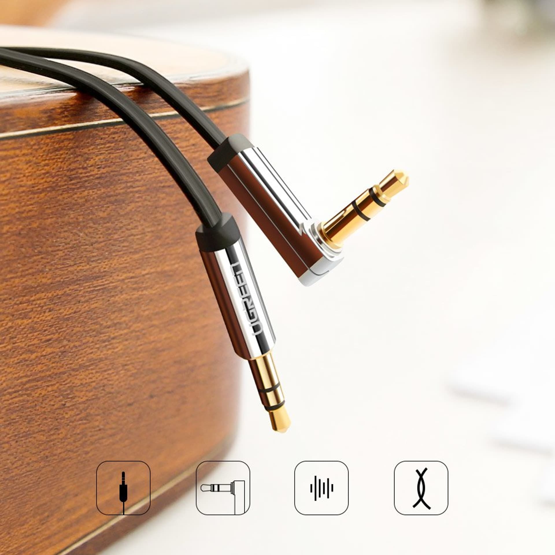 

Ugreen płaski kabel przewód audio AUX 3,5 mm mini jack 2m srebrny (10599)
