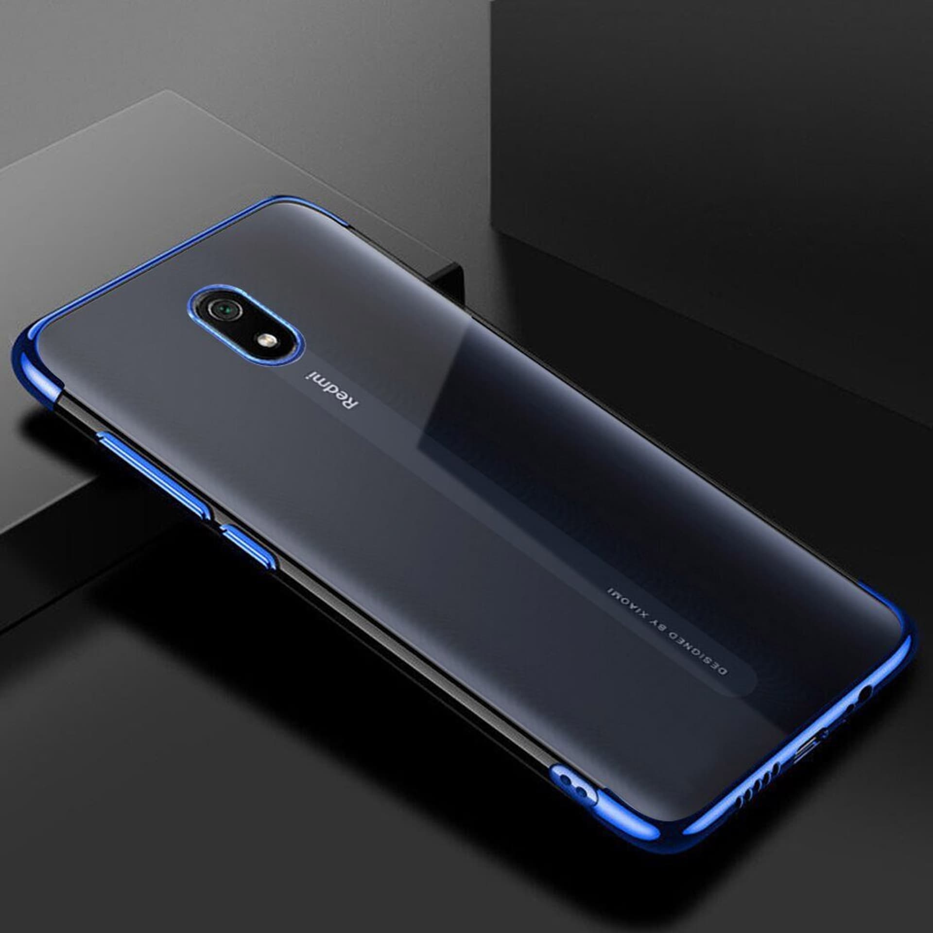 

Clear Color case żelowy pokrowiec etui z metaliczną ramką Xiaomi Redmi 8A niebieski