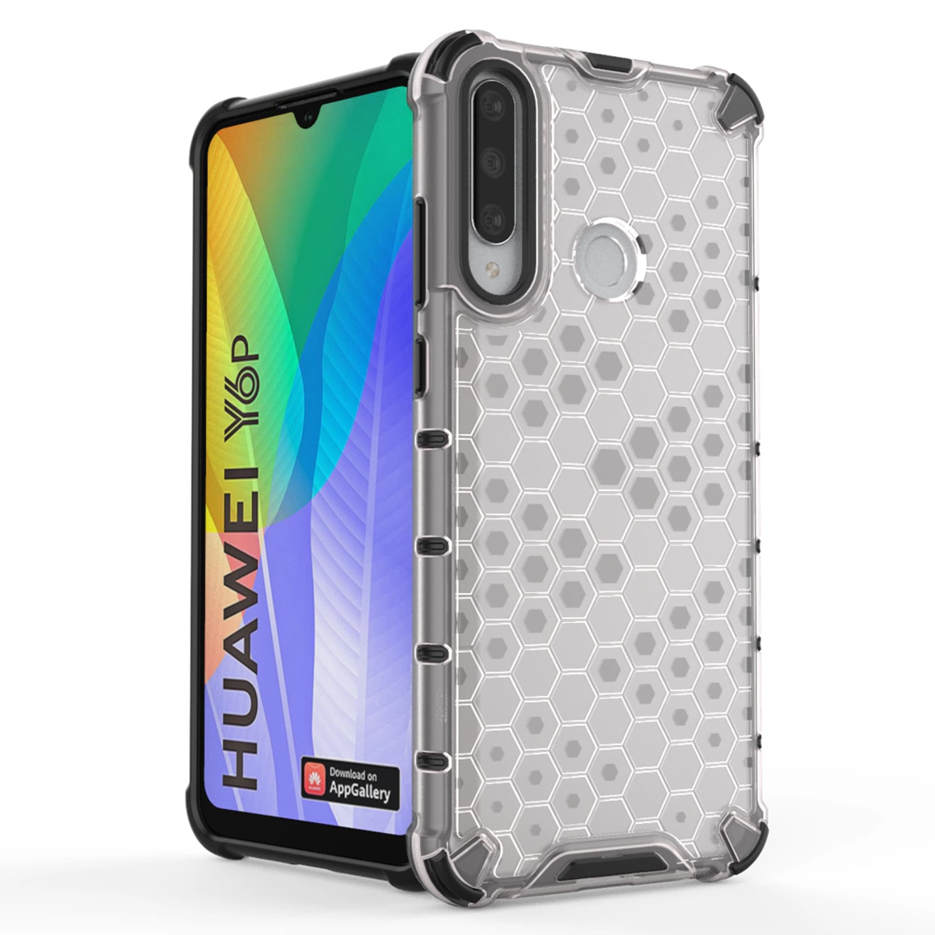 

Honeycomb etui pancerny pokrowiec z żelową ramką Huawei Y6p przezroczysty