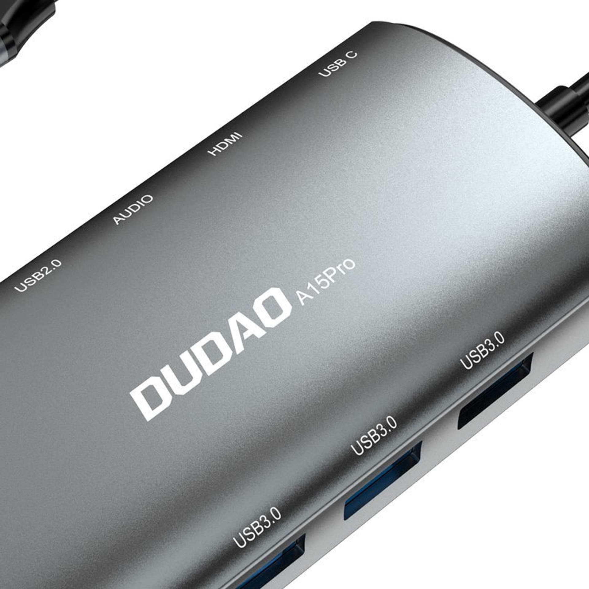 

Dudao 11w1 wielofunkcyjny HUB USB Typ C - USB Typ C PD 60 W / HDMI / 3,5 mm mini jack / 1x USB 2.0 / czytnik kart SD micro SD / VGA / RJ45 / 3x USB 3.2 Gen 1 szary (A15Pro grey)