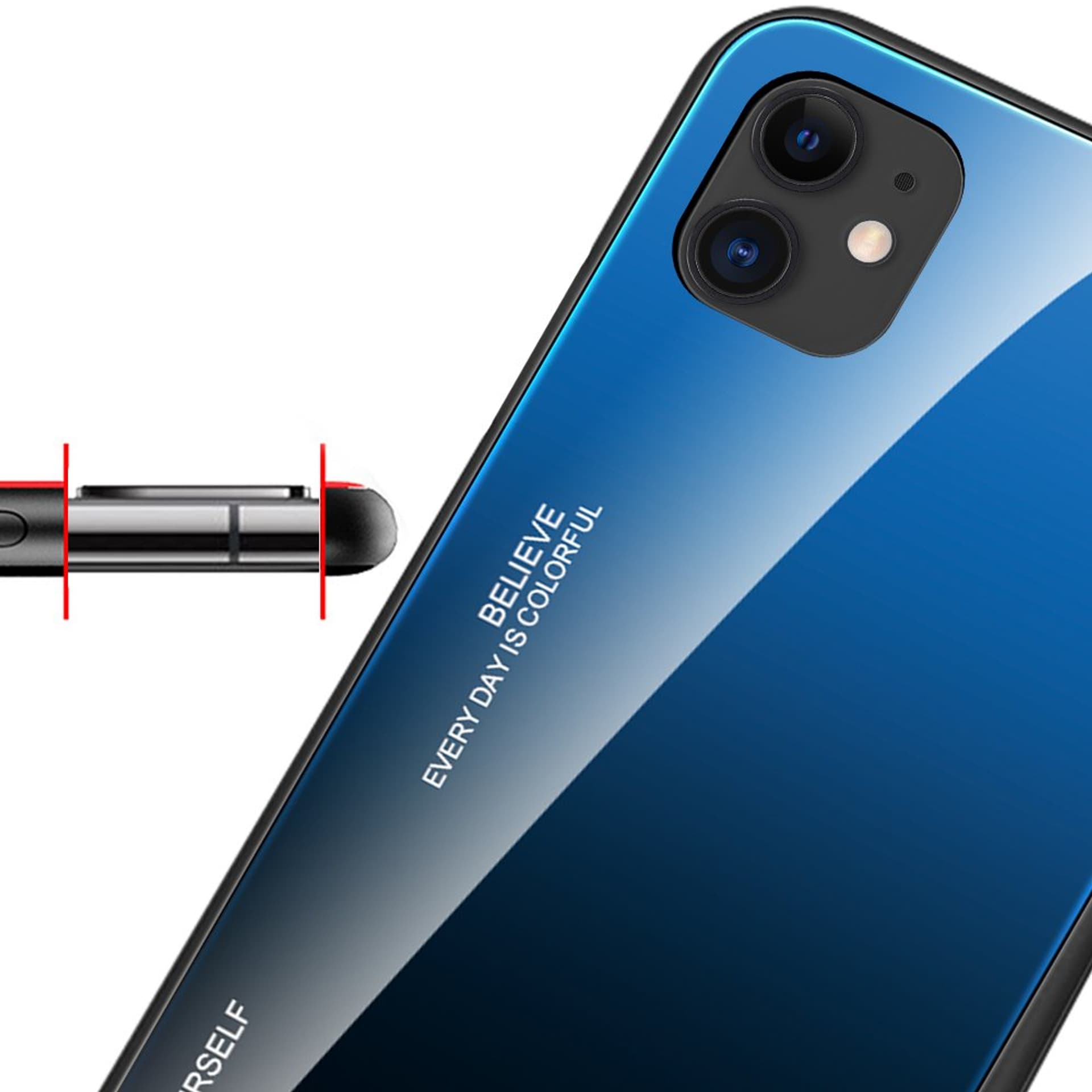 

Gradient Glass etui pokrowiec nakładka ze szkła hartowanego iPhone 12 mini czarno-niebieski