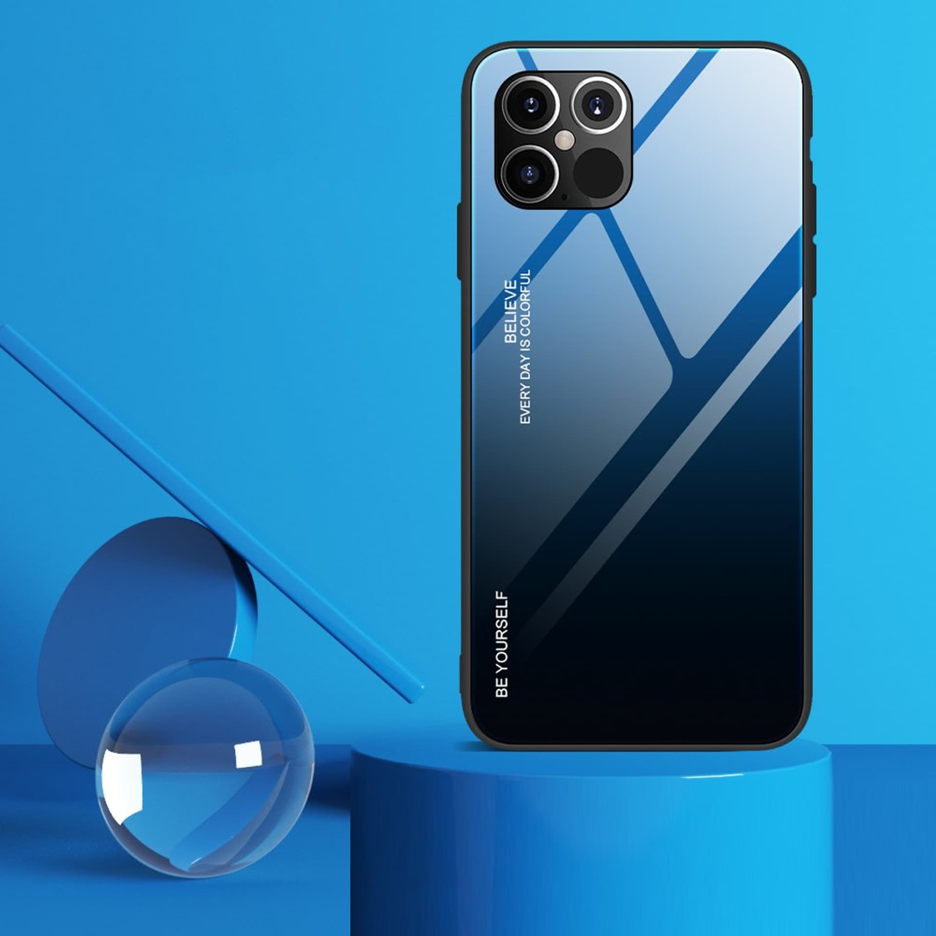 

Gradient Glass etui pokrowiec nakładka ze szkła hartowanego iPhone 12 Pro Max różowo-fioletowy