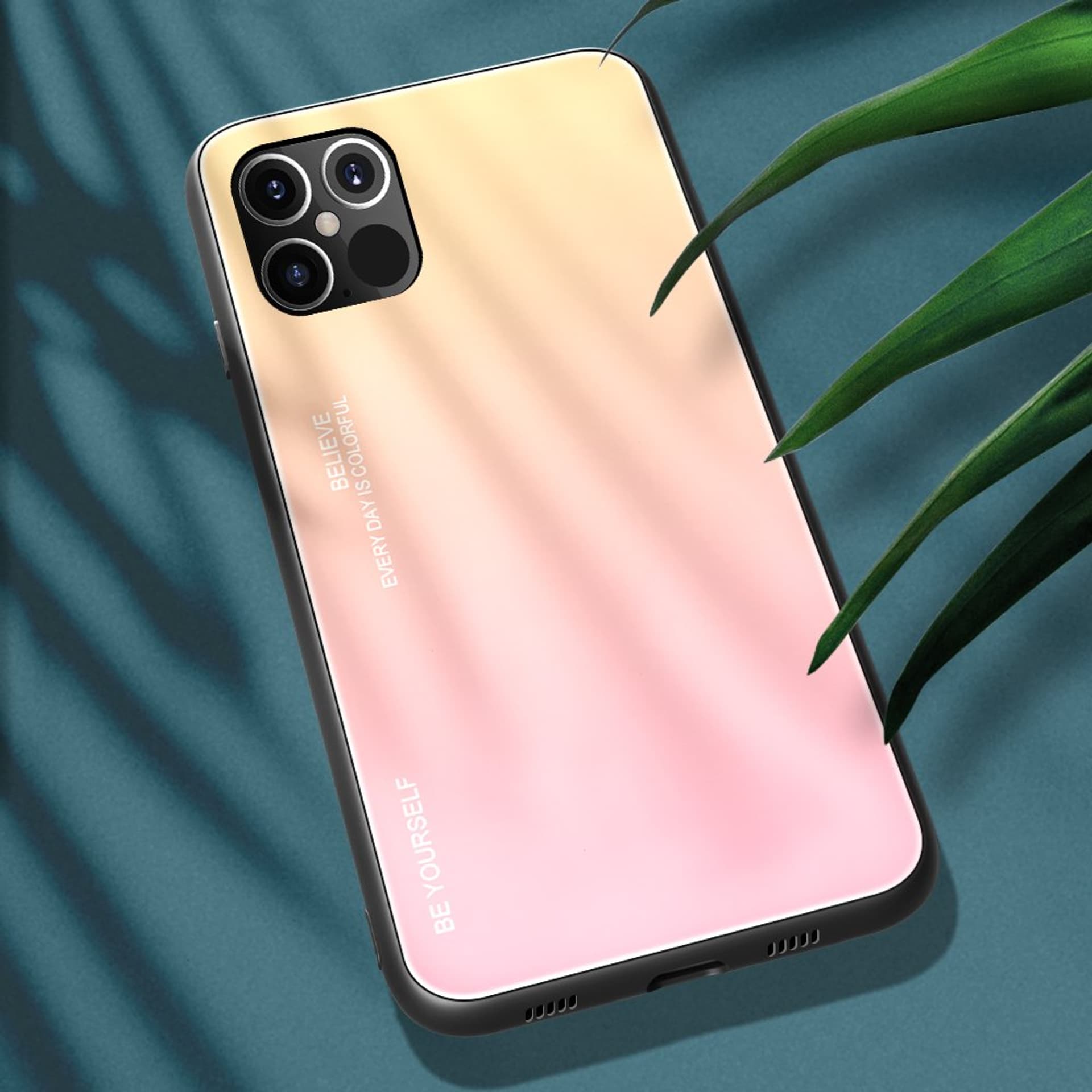 

Gradient Glass etui pokrowiec nakładka ze szkła hartowanego iPhone 12 Pro Max różowy