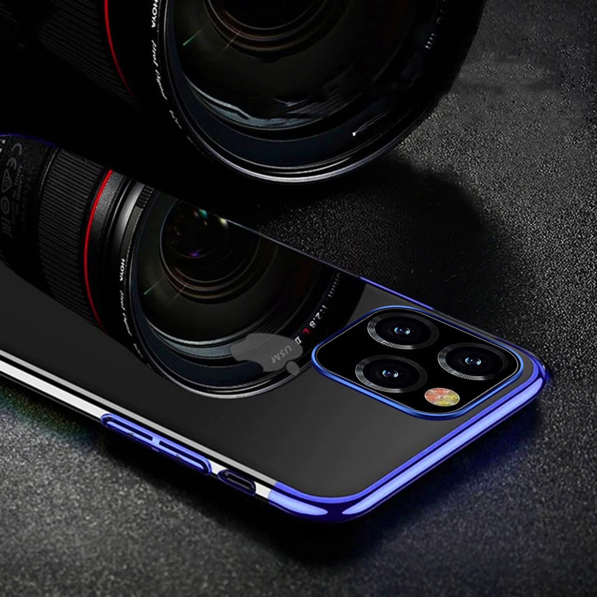 

Clear Color case żelowy pokrowiec etui z metaliczną ramką iPhone 12 Pro Max niebieski