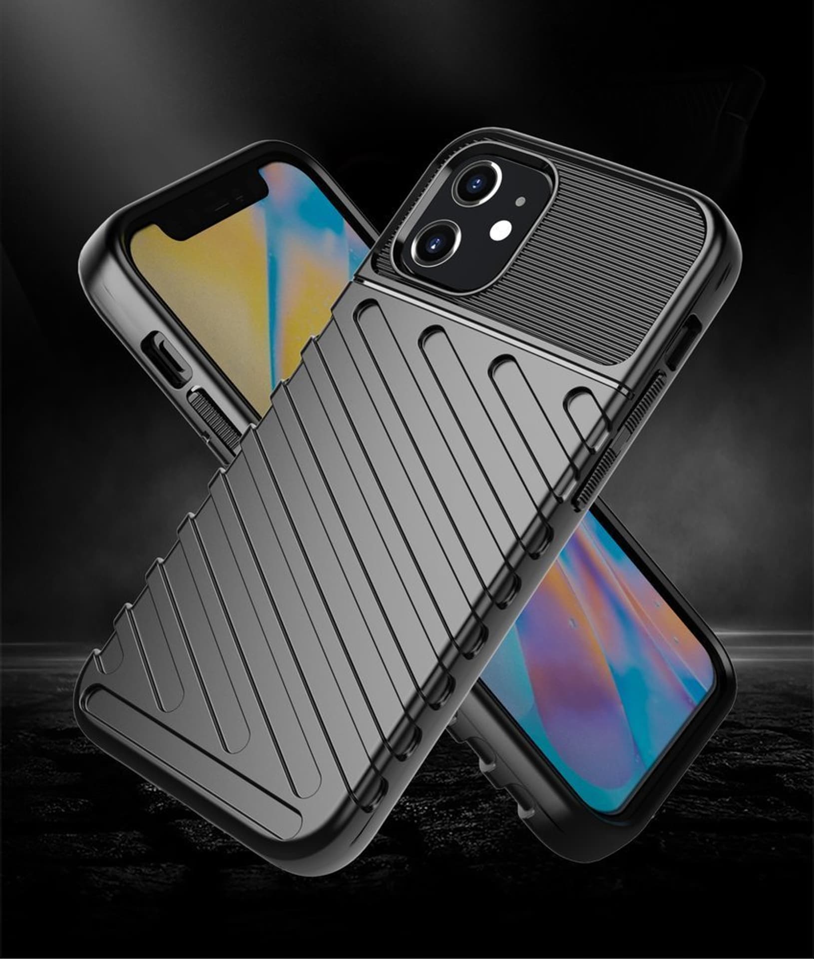 

Thunder Case elastyczne pancerne etui pokrowiec iPhone 12 mini czarny