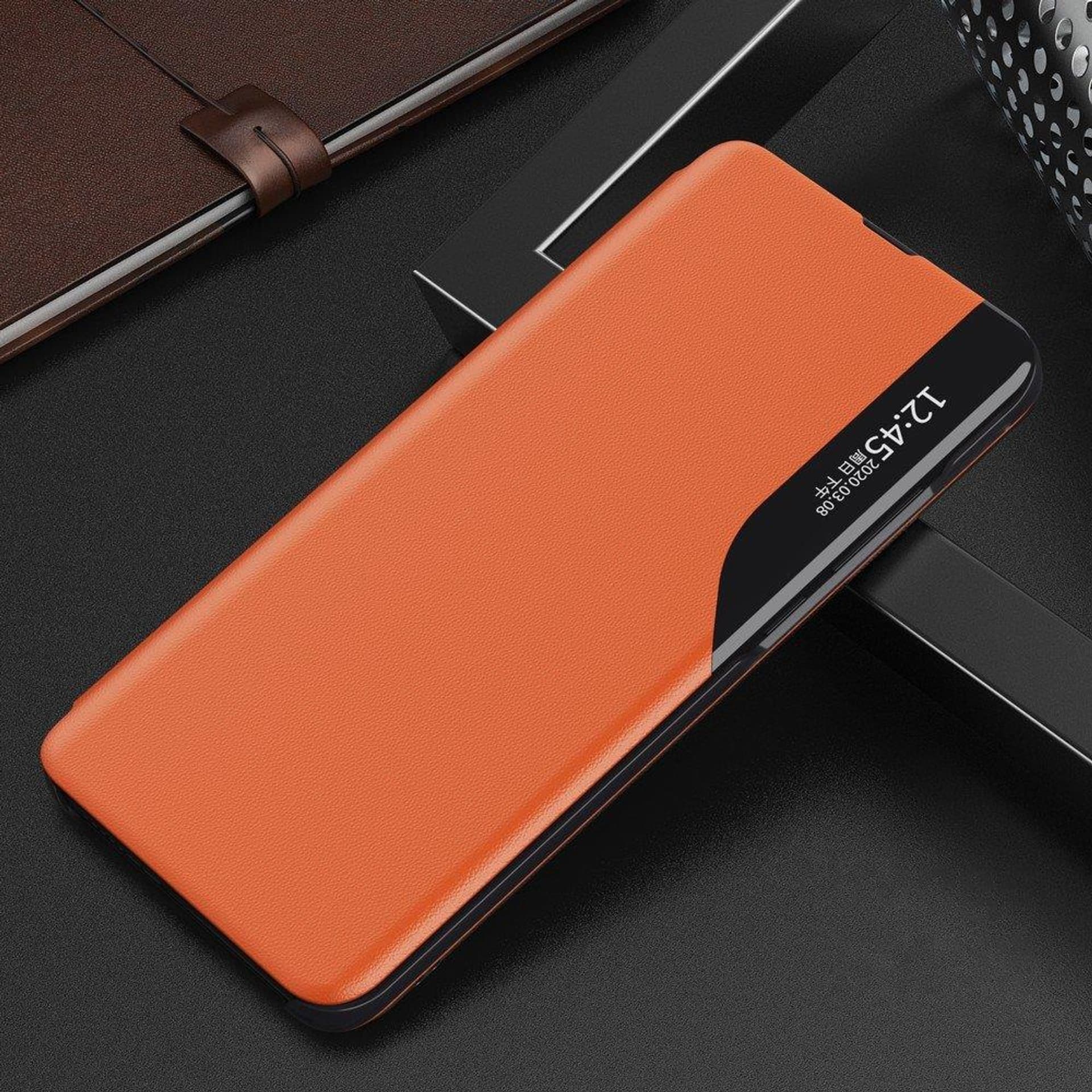 

Eco Leather View Case elegancki futerał etui z klapką i funkcją podstawki Samsung Galaxy Note 20 Ultra pomarańczowy