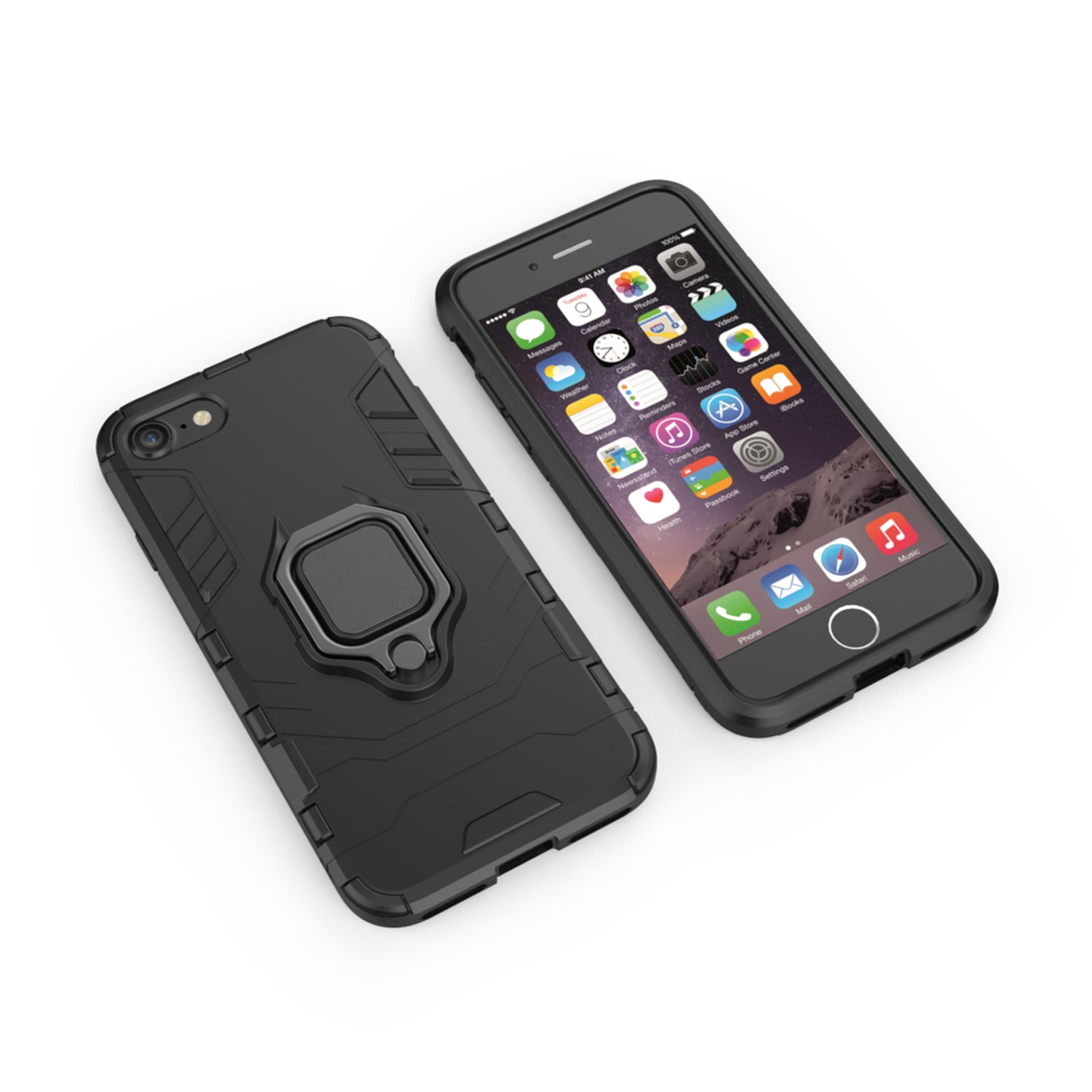 

Ring Armor pancerne hybrydowe etui pokrowiec + magnetyczny uchwyt iPhone SE 2022 / SE 2020 / iPhone 8 / iPhone 7 czarny