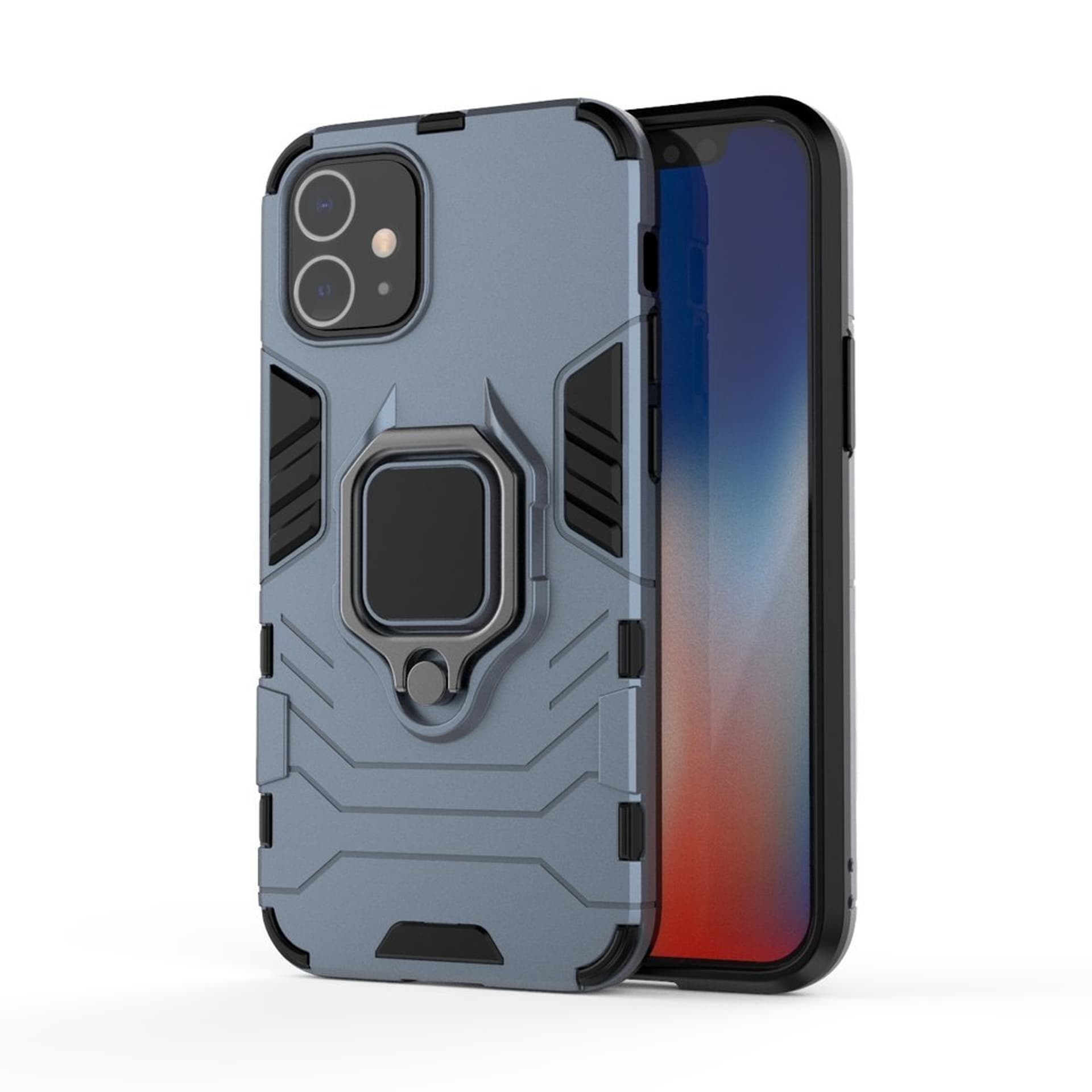 

Ring Armor pancerne hybrydowe etui pokrowiec + magnetyczny uchwyt iPhone 12 mini niebieski