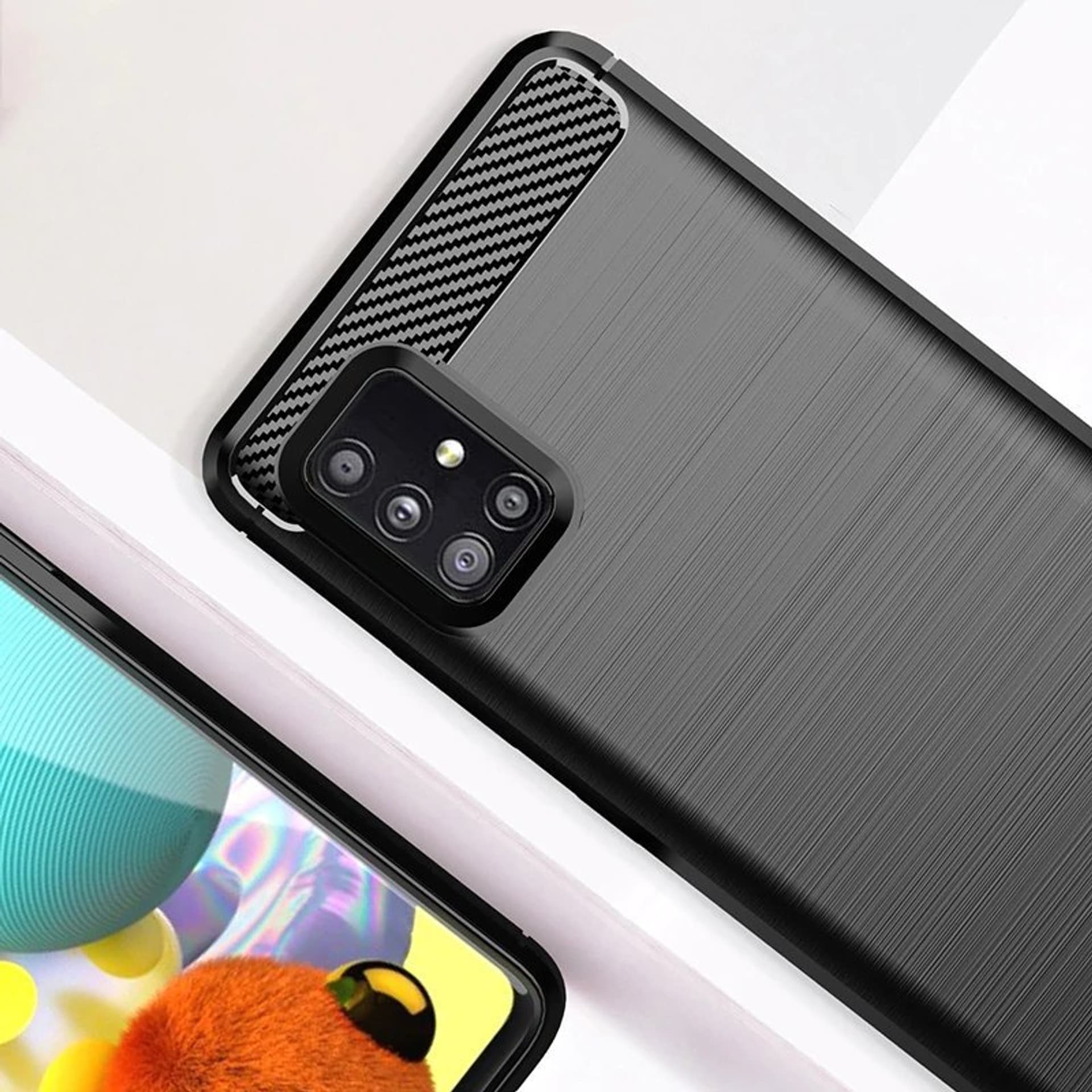 

Carbon Case elastyczne etui pokrowiec Samsung Galaxy M31s niebieski