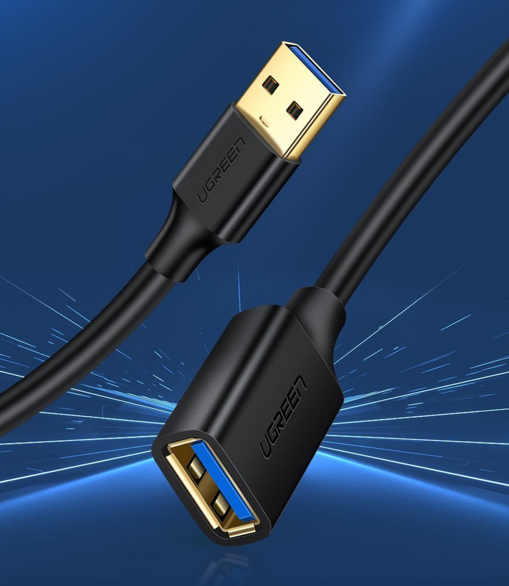 

Ugreen kabel przewód przedłużacz przejściówka USB 3.0 (żeński) - USB 3.0 (męski) 1,5 m czarny (US129 30126)