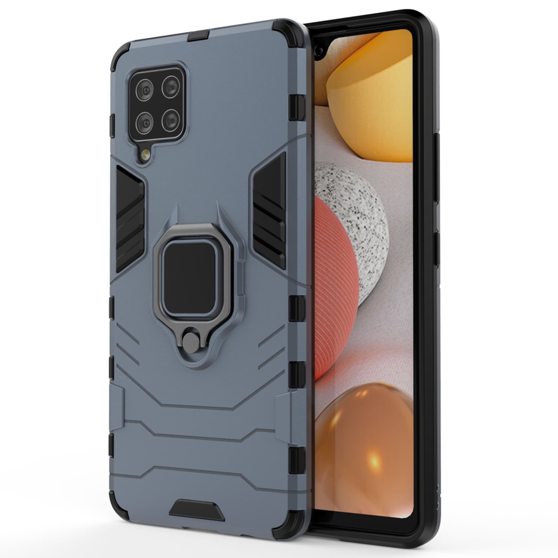 

Ring Armor pancerne hybrydowe etui pokrowiec + magnetyczny uchwyt Samsung Galaxy A42 5G niebieski
