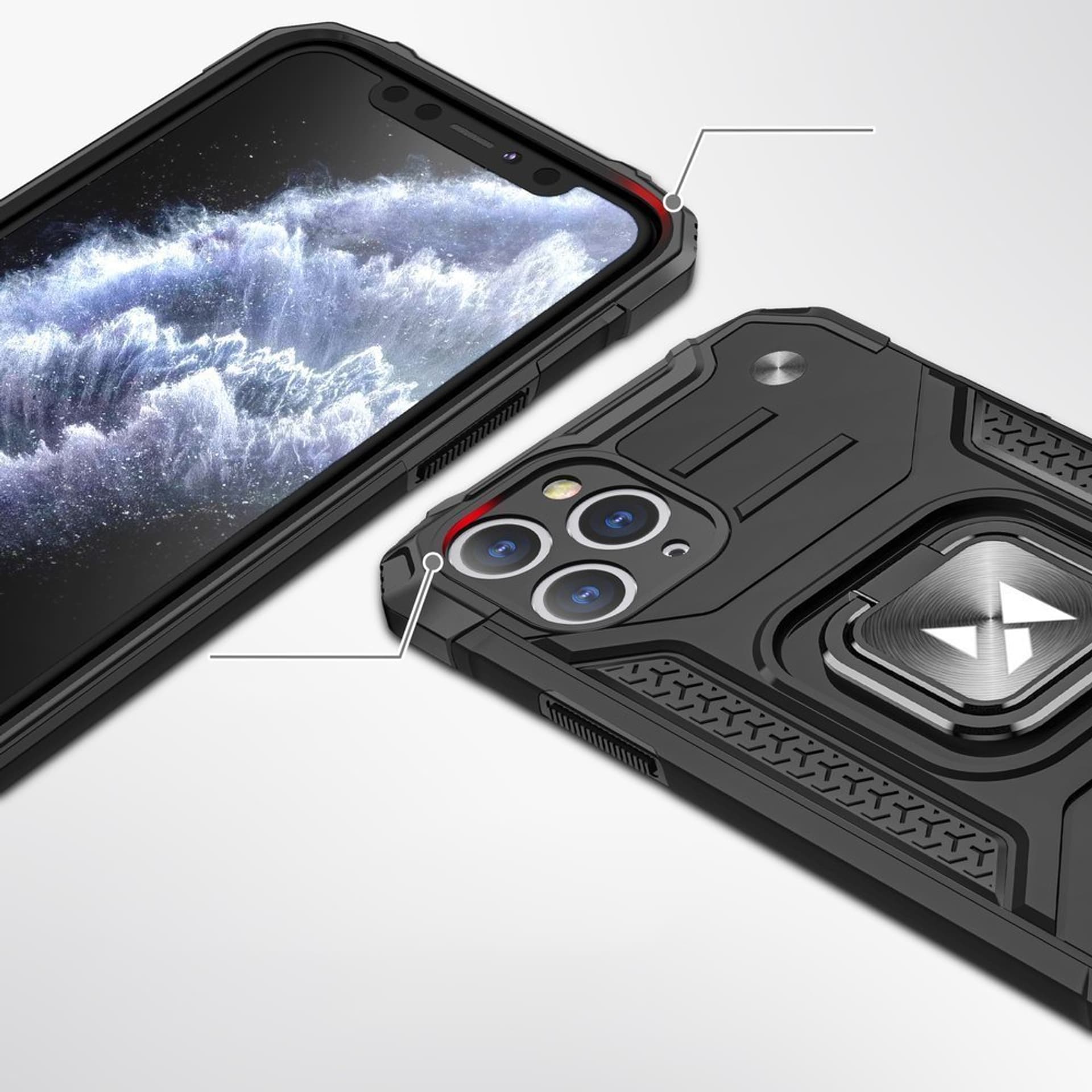 

Wozinsky Ring Armor pancerne hybrydowe etui pokrowiec + magnetyczny uchwyt iPhone 11 Pro różowy