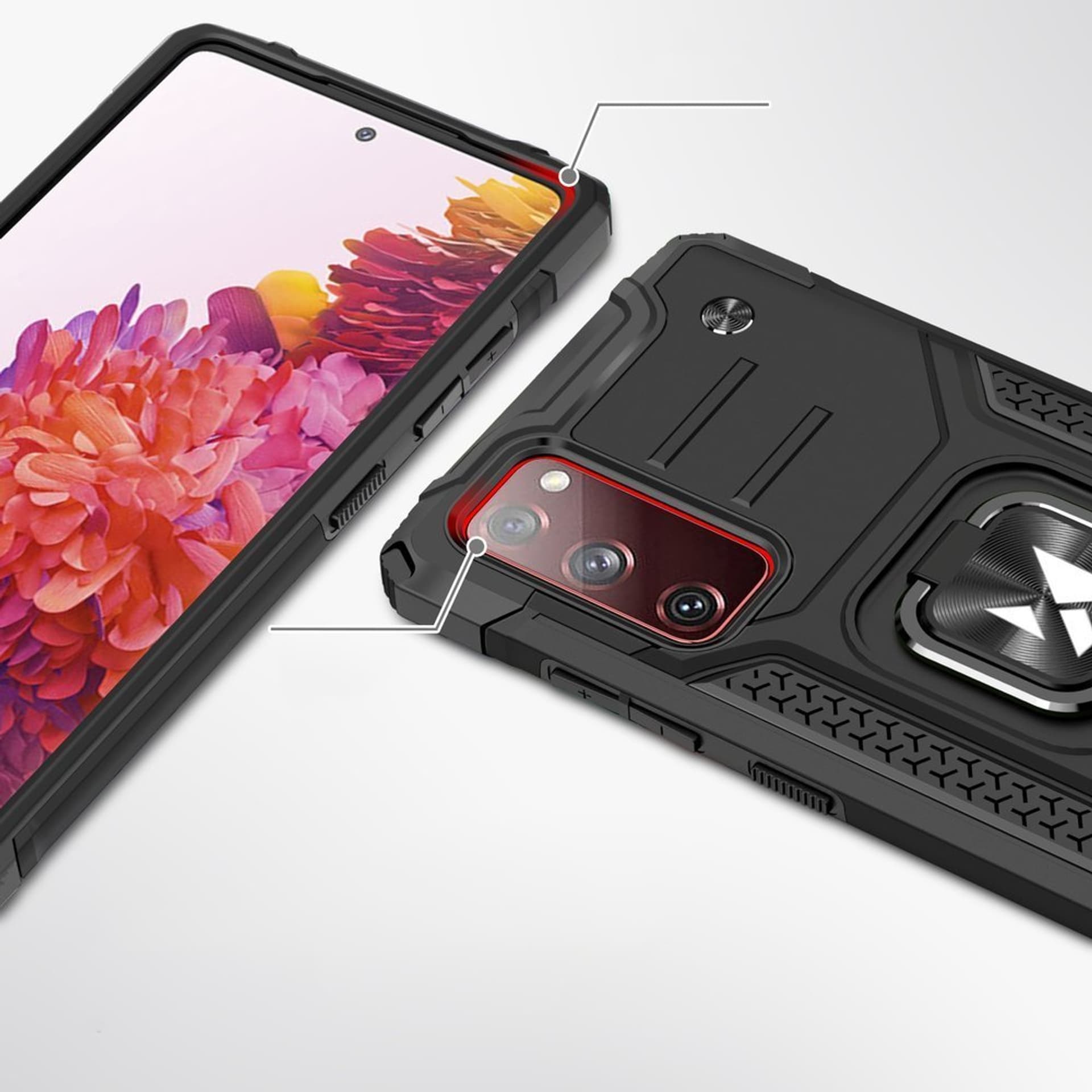 

Wozinsky Ring Armor pancerne hybrydowe etui pokrowiec + magnetyczny uchwyt Samsung Galaxy S20 FE 5G czarny