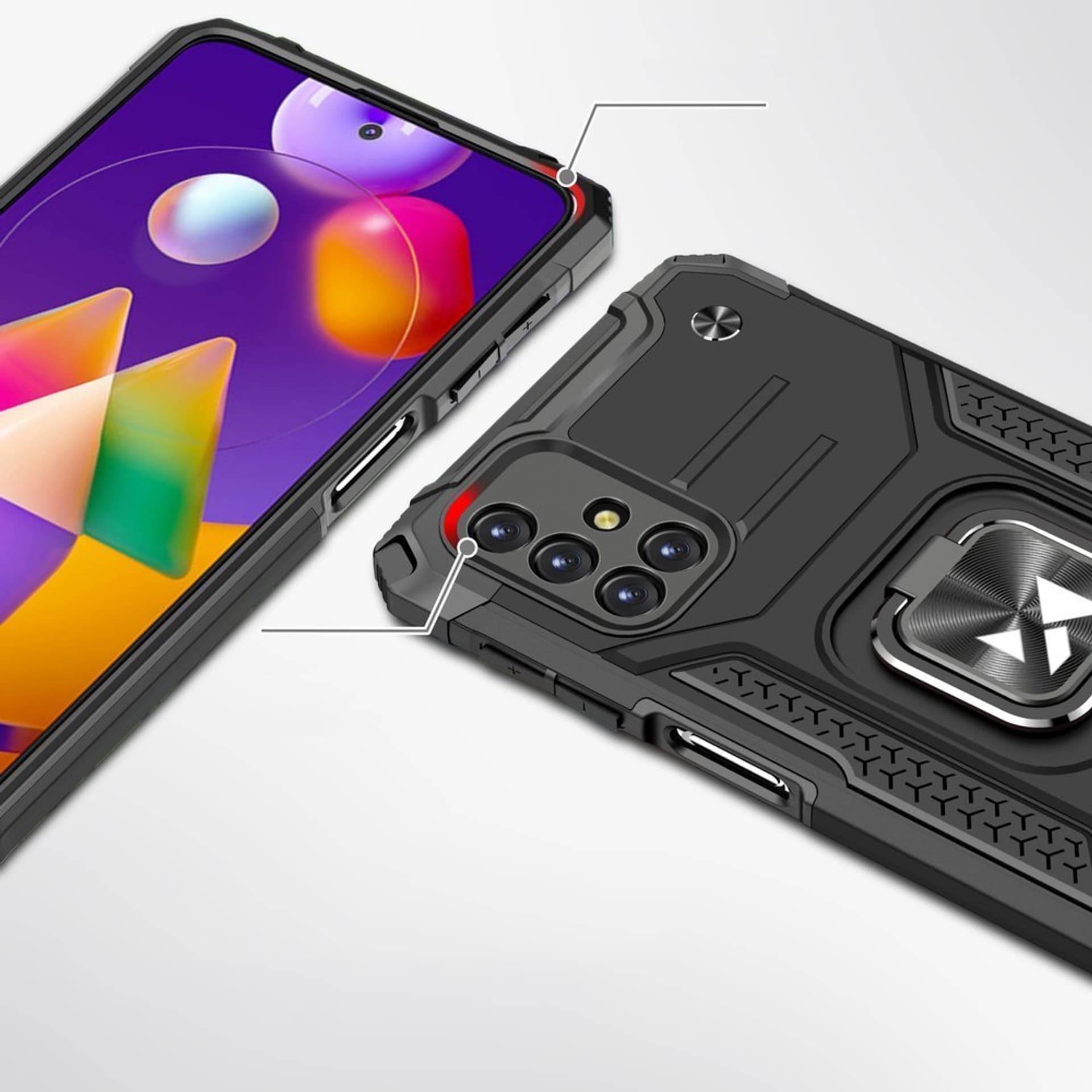 

Wozinsky Ring Armor pancerne hybrydowe etui pokrowiec + magnetyczny uchwyt Samsung Galaxy M31s czarny