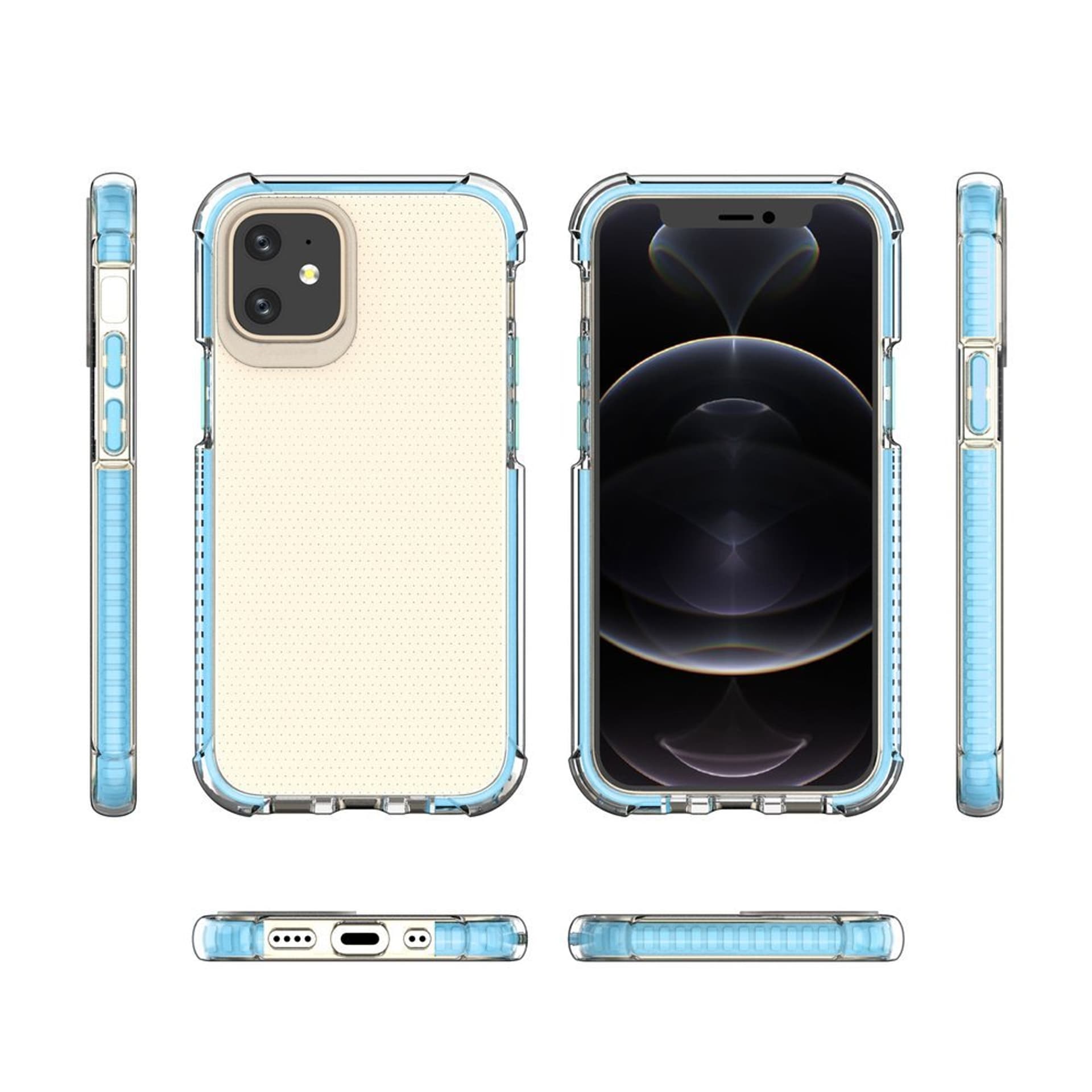 

Spring Armor żelowy elastyczny pancerny pokrowiec z kolorową ramką do iPhone 12 mini zielony