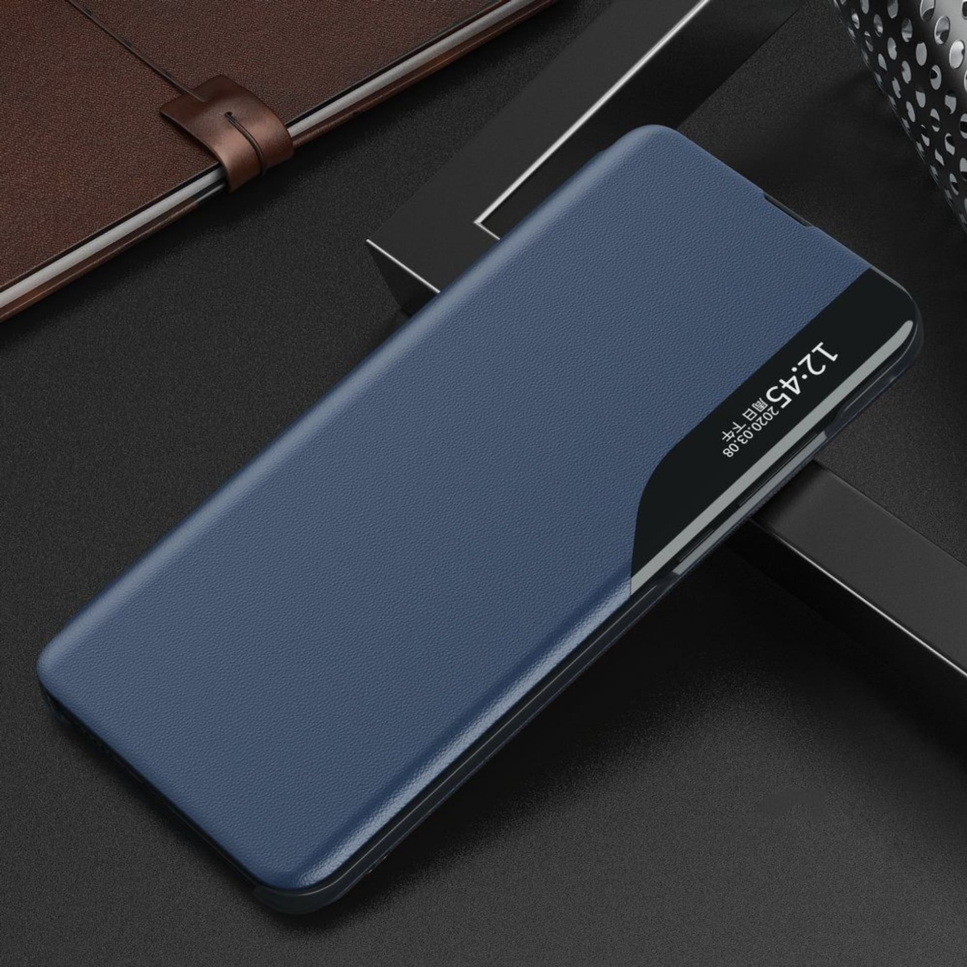 

Eco Leather View Case elegancki futerał etui z klapką i funkcją podstawki Samsung Galaxy A02s EU niebieski