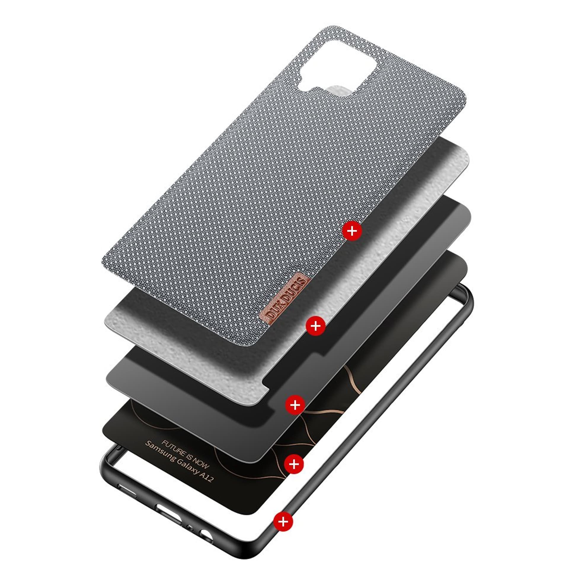 

Dux Ducis Fino etui pokrowiec pokryty nylonowym materiałem Samsung Galaxy A12 / Galaxy M12 szary