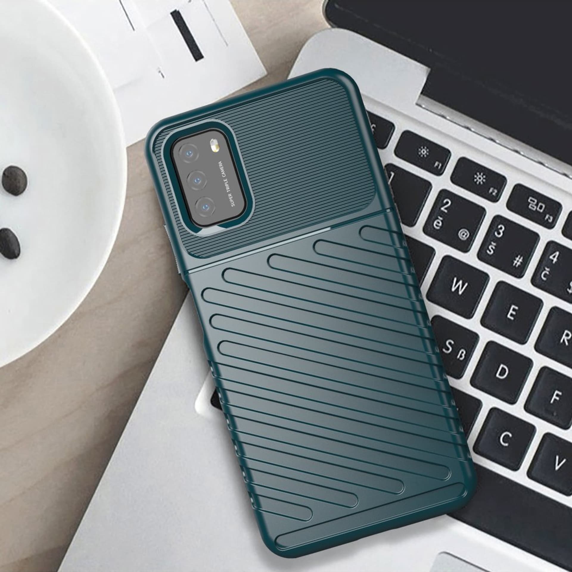 

Thunder Case elastyczne pancerne etui pokrowiec Xiaomi Poco M3 / Xiaomi Redmi 9T zielony