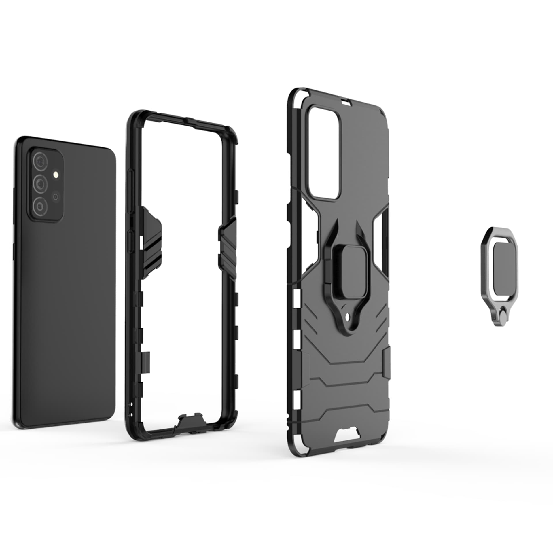 

Ring Armor pancerne hybrydowe etui pokrowiec + magnetyczny uchwyt Samsung Galaxy A72 4G czarny