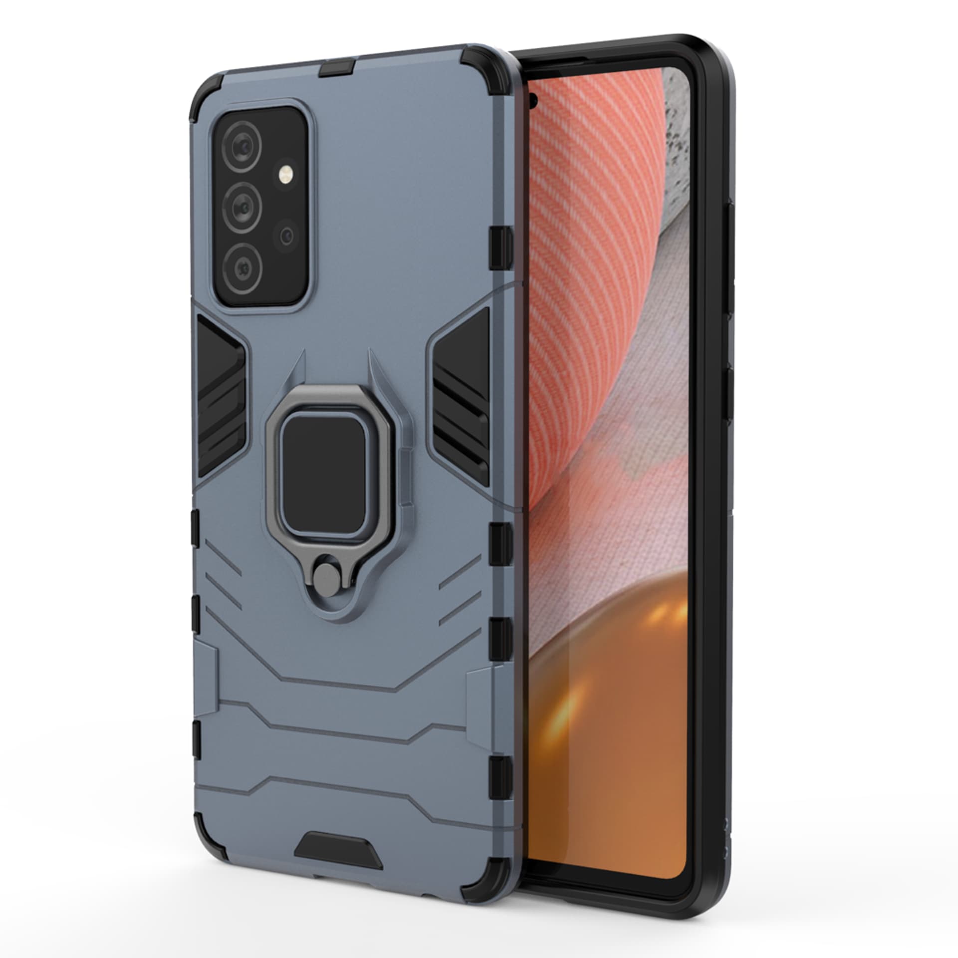 

Ring Armor pancerne hybrydowe etui pokrowiec + magnetyczny uchwyt Samsung Galaxy A72 4G niebieski