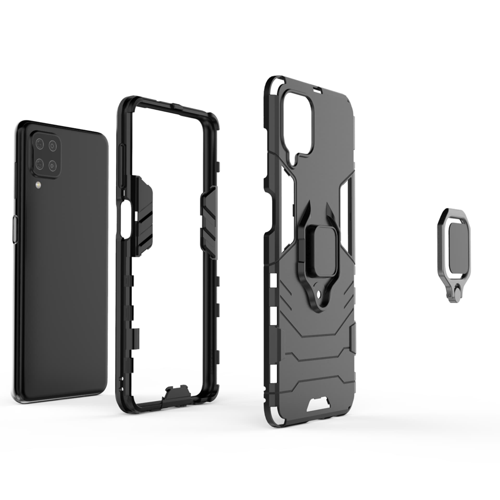 

Ring Armor pancerne hybrydowe etui pokrowiec + magnetyczny uchwyt Samsung Galaxy A12 / Galaxy M12 czarny