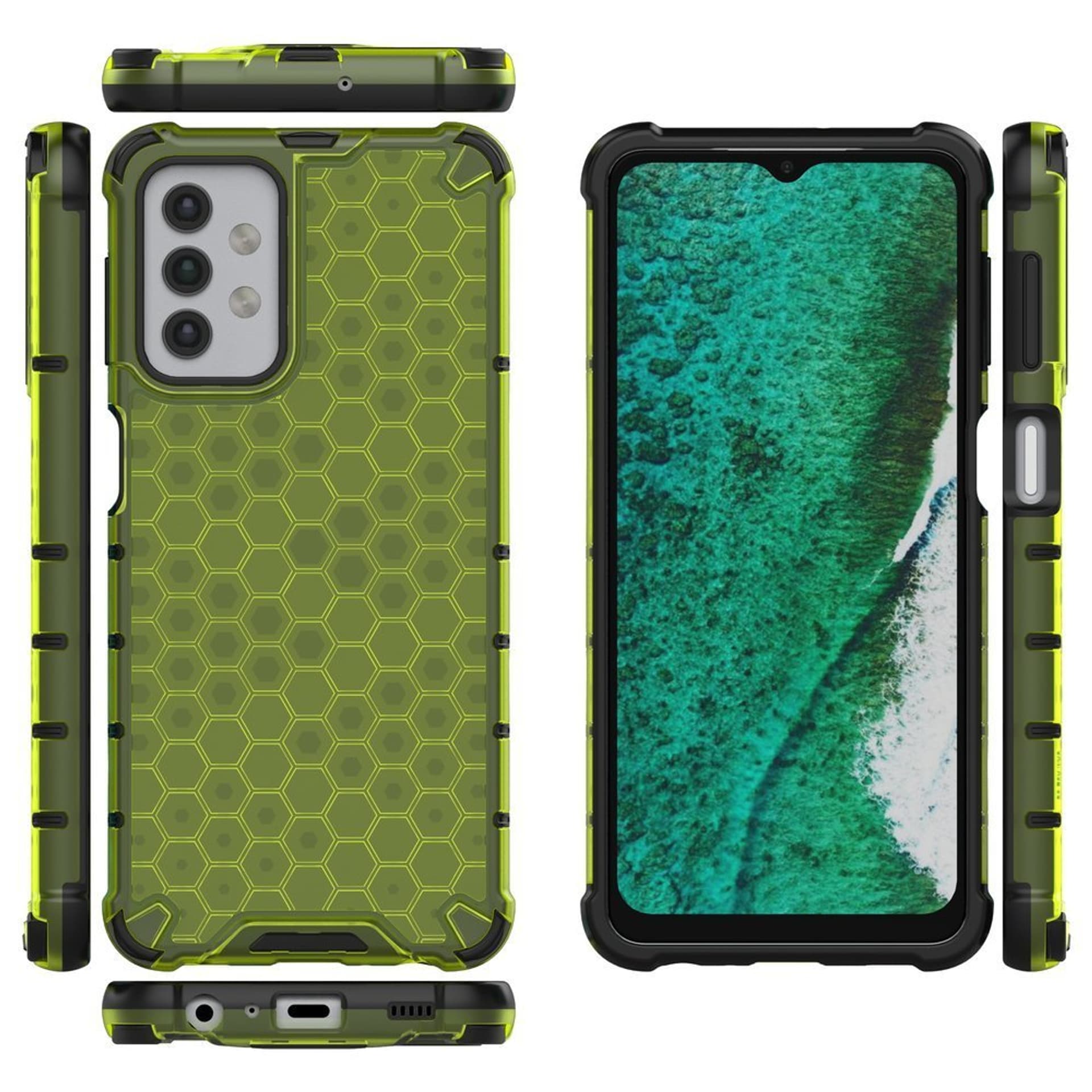

Honeycomb etui pancerny pokrowiec z żelową ramką Samsung Galaxy A32 5G zielony
