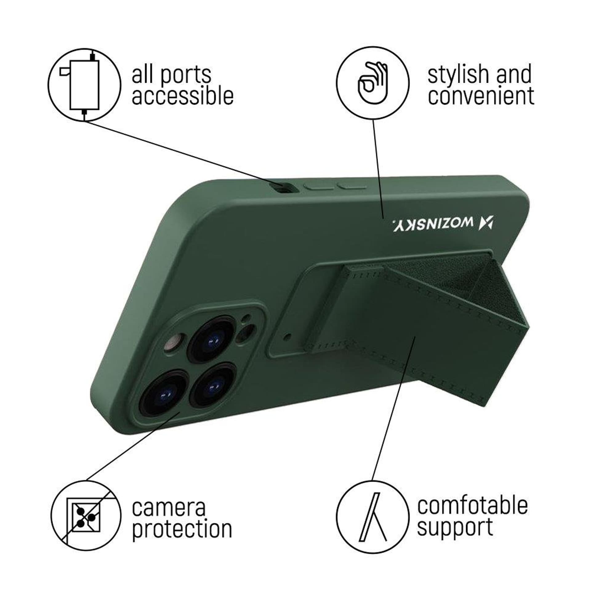 

Wozinsky Kickstand Case silikonowe etui z podstawką iPhone 13 Pro Max szare