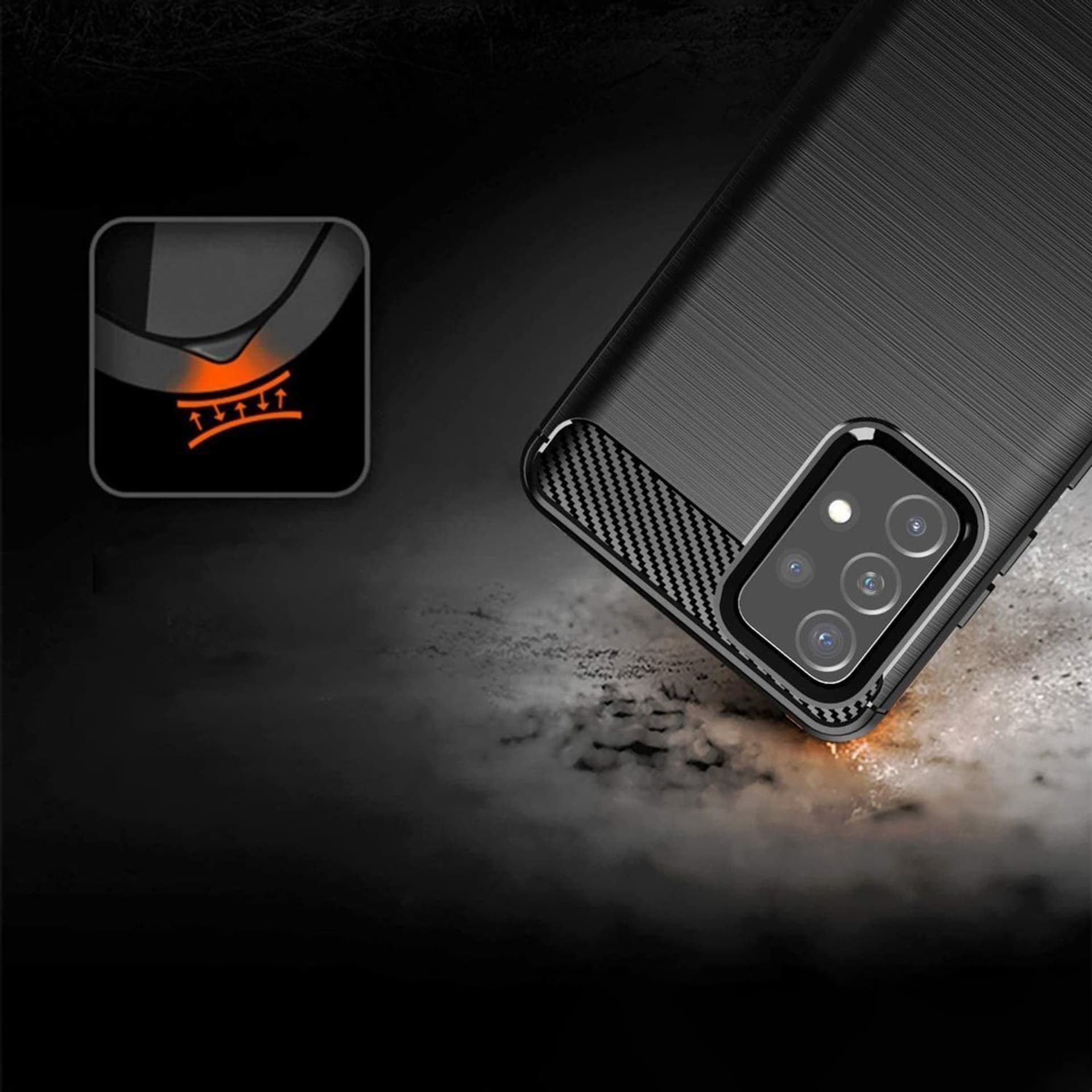 

Carbon Case elastyczne etui pokrowiec Samsung Galaxy A72 4G czarny